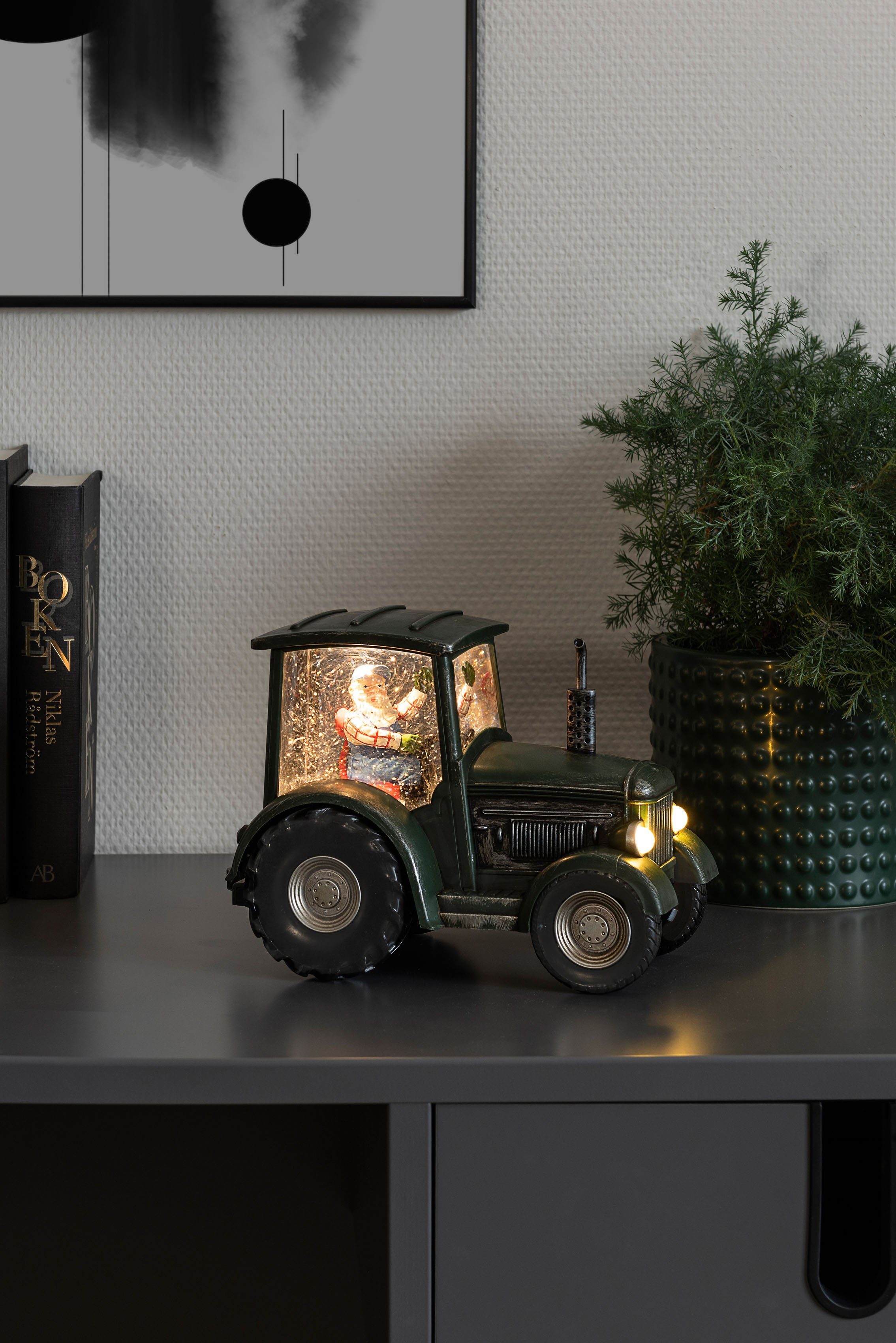 KONSTSMIDE LED Dekolicht Weihnachtsdeko, integriert, LED für Innenbereich, Mann, Traktor Timerfunktion, LED den Warmweiß, fest altem wassergefüllt mit