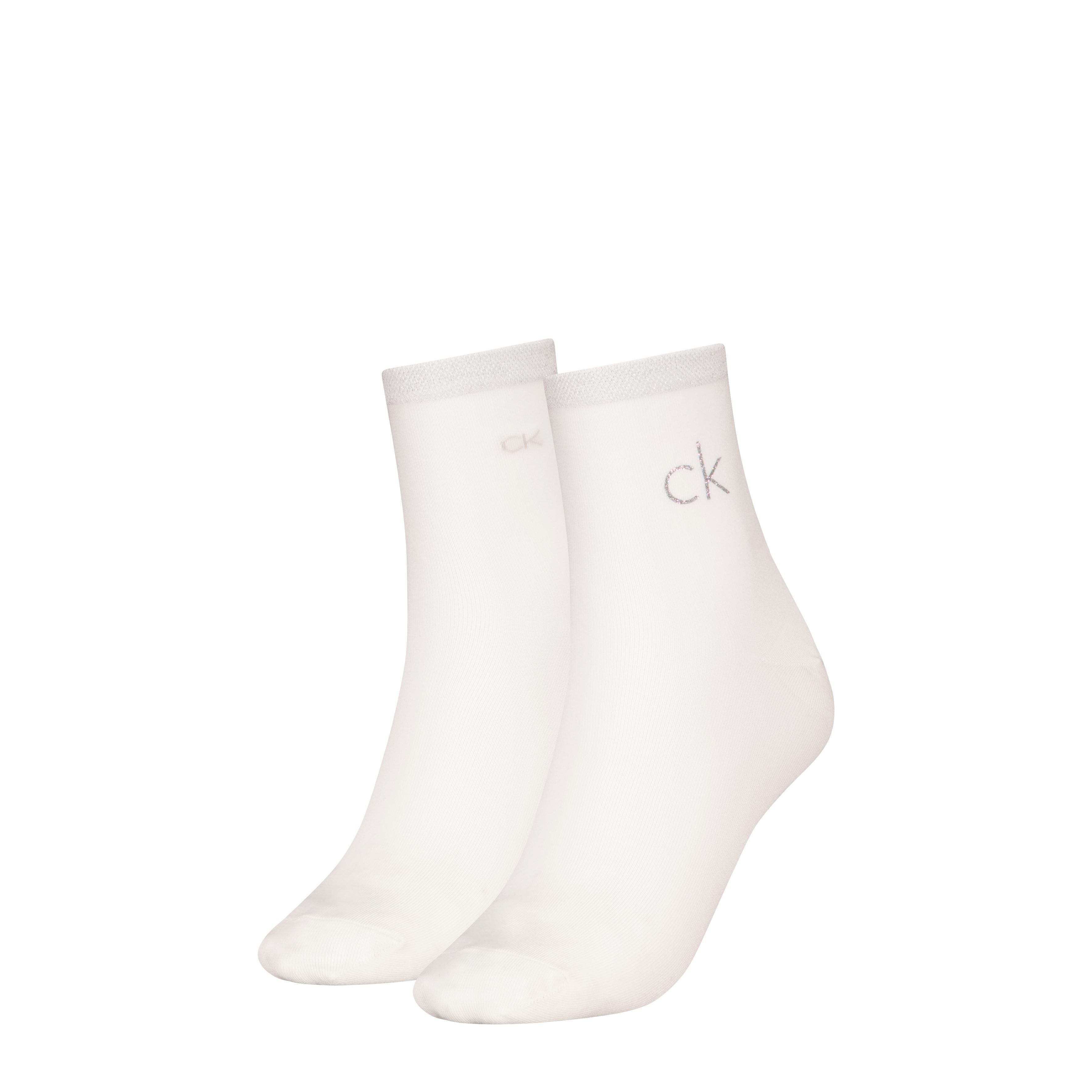 Calvin Klein Jeans Socken CK WOMEN SHORT SOCK 2P SHINY LOGO (2 Paar) 1x mit Glitzer-Logo