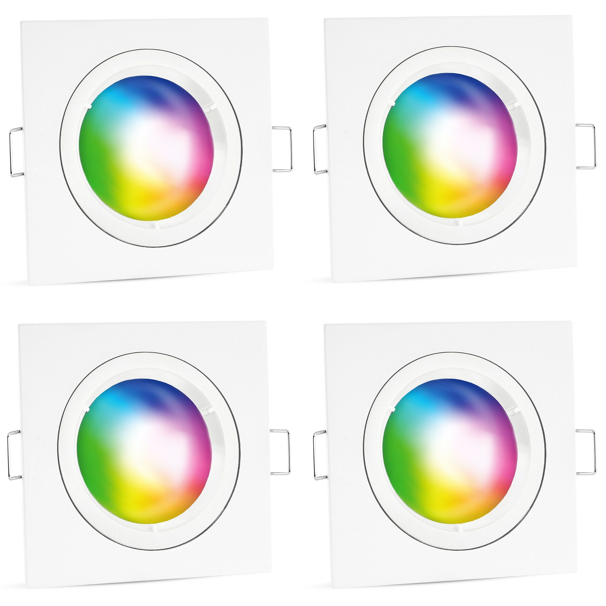 linovum Smarte LED-Leuchte Smarter Deckenstrahler Spot eckig matt weiss Smart LED Modul RGB, RGB
