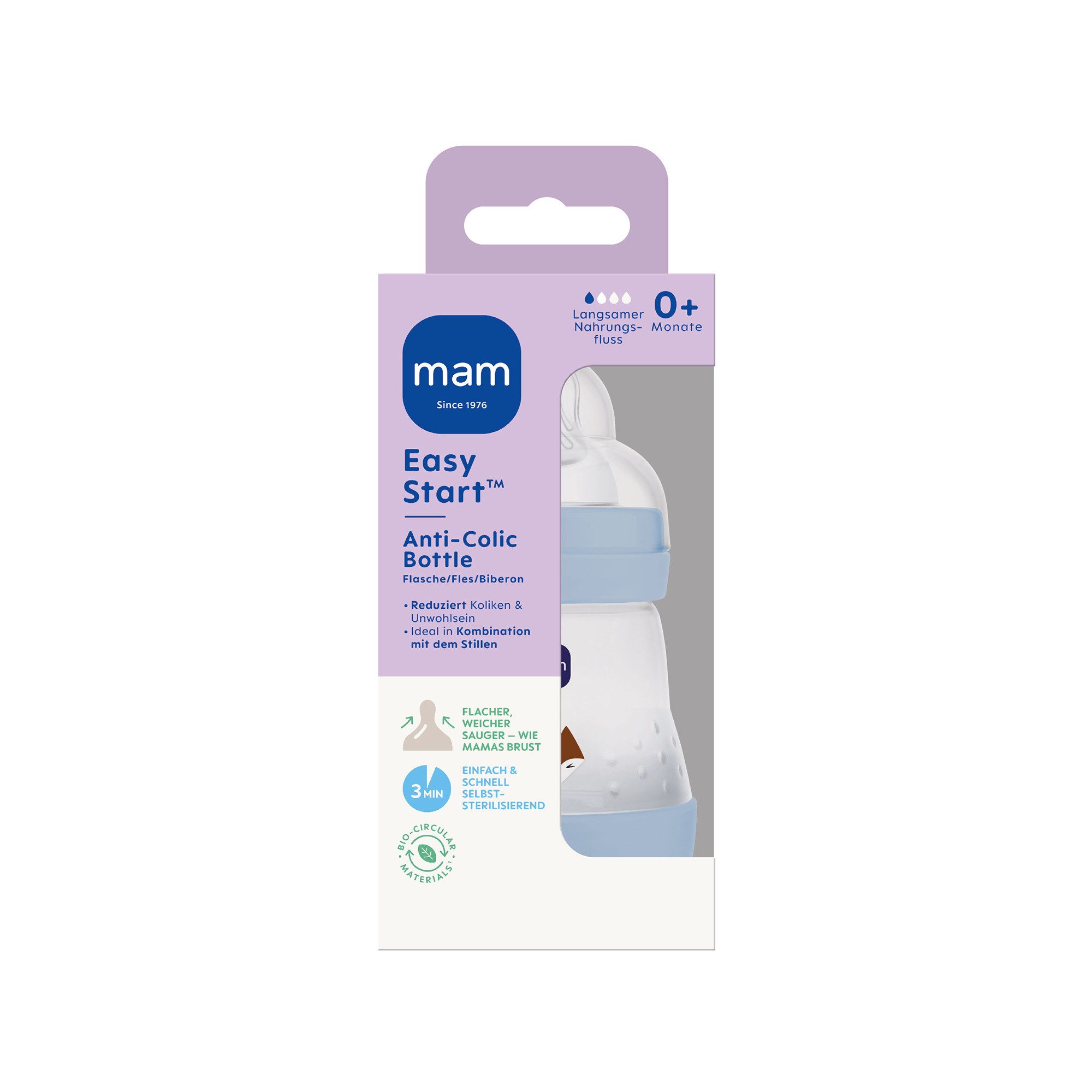MAM Babyartikel Babyflasche Easy Start Matt mit SkinSoft Silikon Trinksauger
