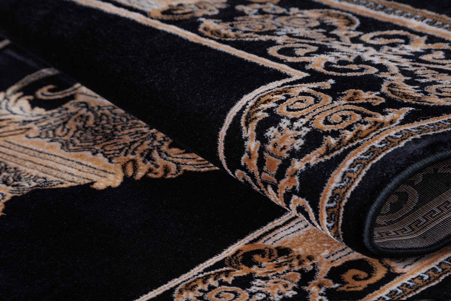 Belle Arti Teppich Teppich Wohnzimmer Wohnzimmerteppich schwarz gold Amphore