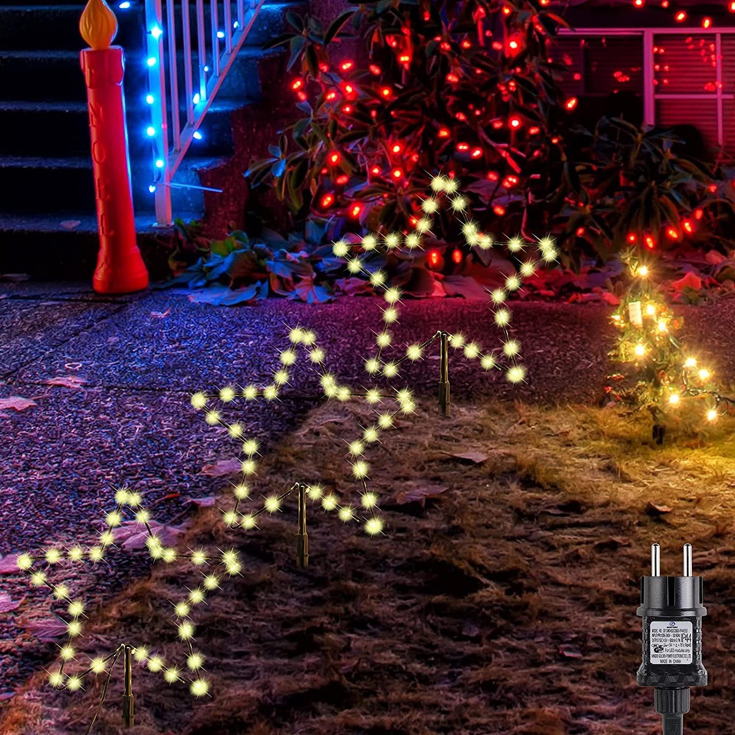 Salcar LEDLichterkette »3 Stück LED Leuchtstäbe Stern 30cm Garten LED
