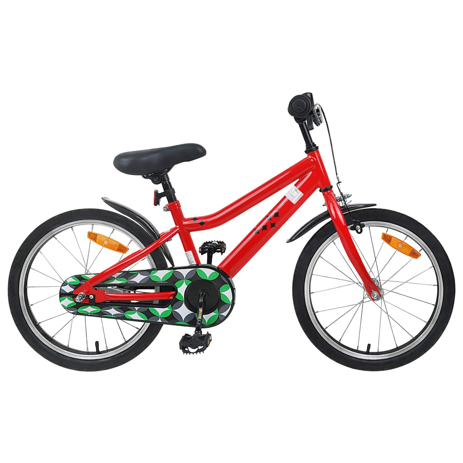 vidaXL Kinderfahrrad 123 x 51 x 78 cm Kinderfahrrad 18 Zoll für 5-7 Jahre alt Rot