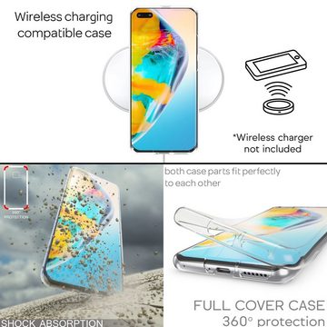 Nalia Smartphone-Hülle Huawei P40 Pro, Transparente 360 Grad Silikon Hülle / Rundumschutz / Full Cover Etui