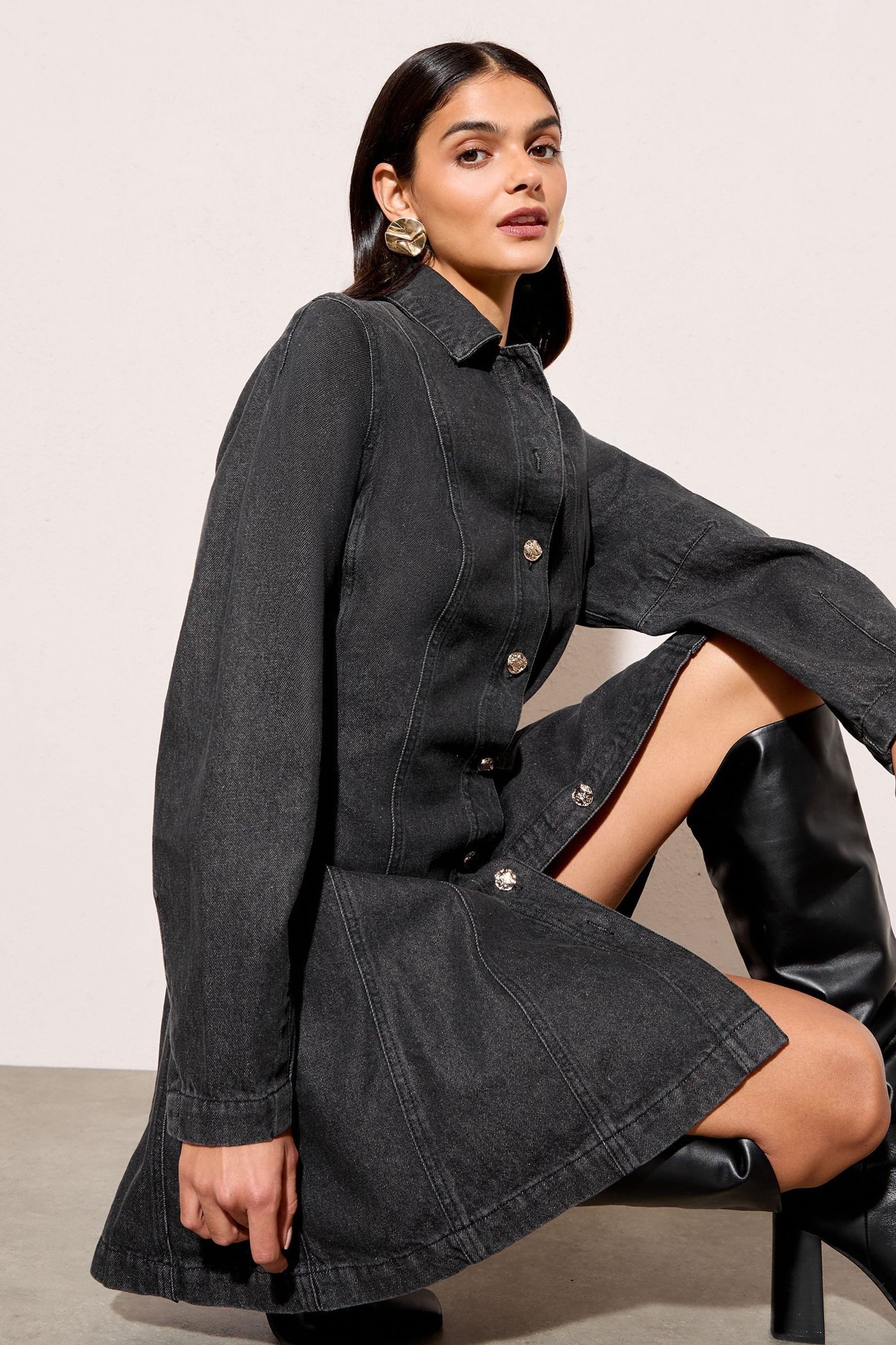 Friends Like These Jeanskleid Friends Like These Mini-Hemdkleid aus Jeans (1-tlg)