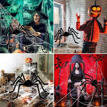 GelldG Spinnrute Halloween Deko, Spinnennetz, Halloween großer Spinne, Gruselige