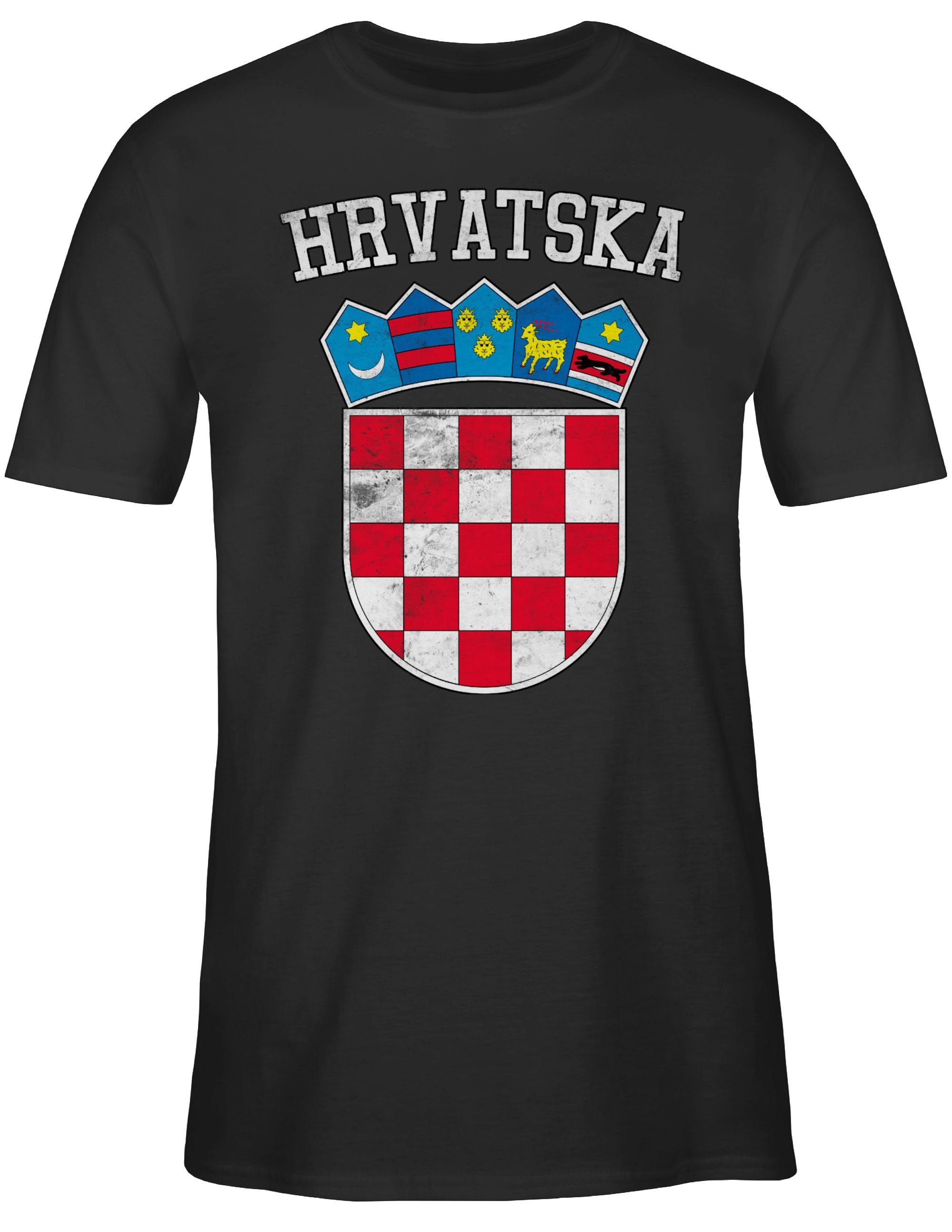 Wappen T-Shirt 1 WM Schwarz Kroatien EM Fussball 2024 Shirtracer