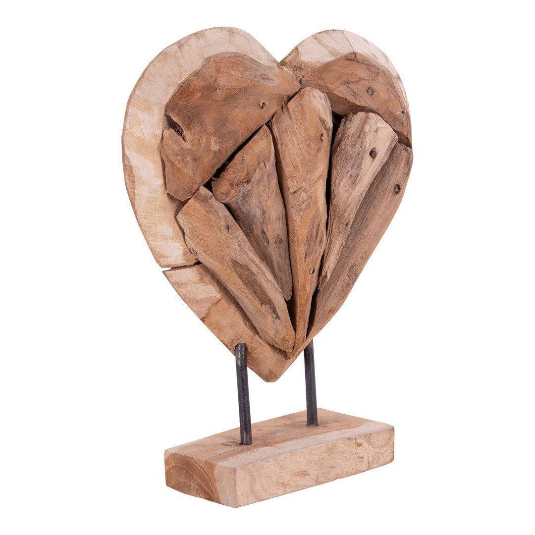 Teakholz, aus Nordic House Dekoherz Tablett Heart Natur, Almada H30 cm -
