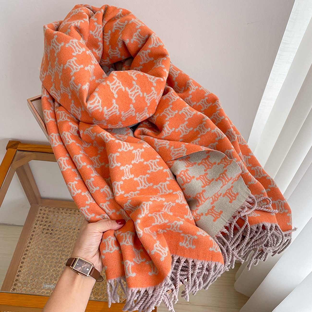 EBUY Modeschal Warmer Schal für Damen im Herbst und Winter Orange
