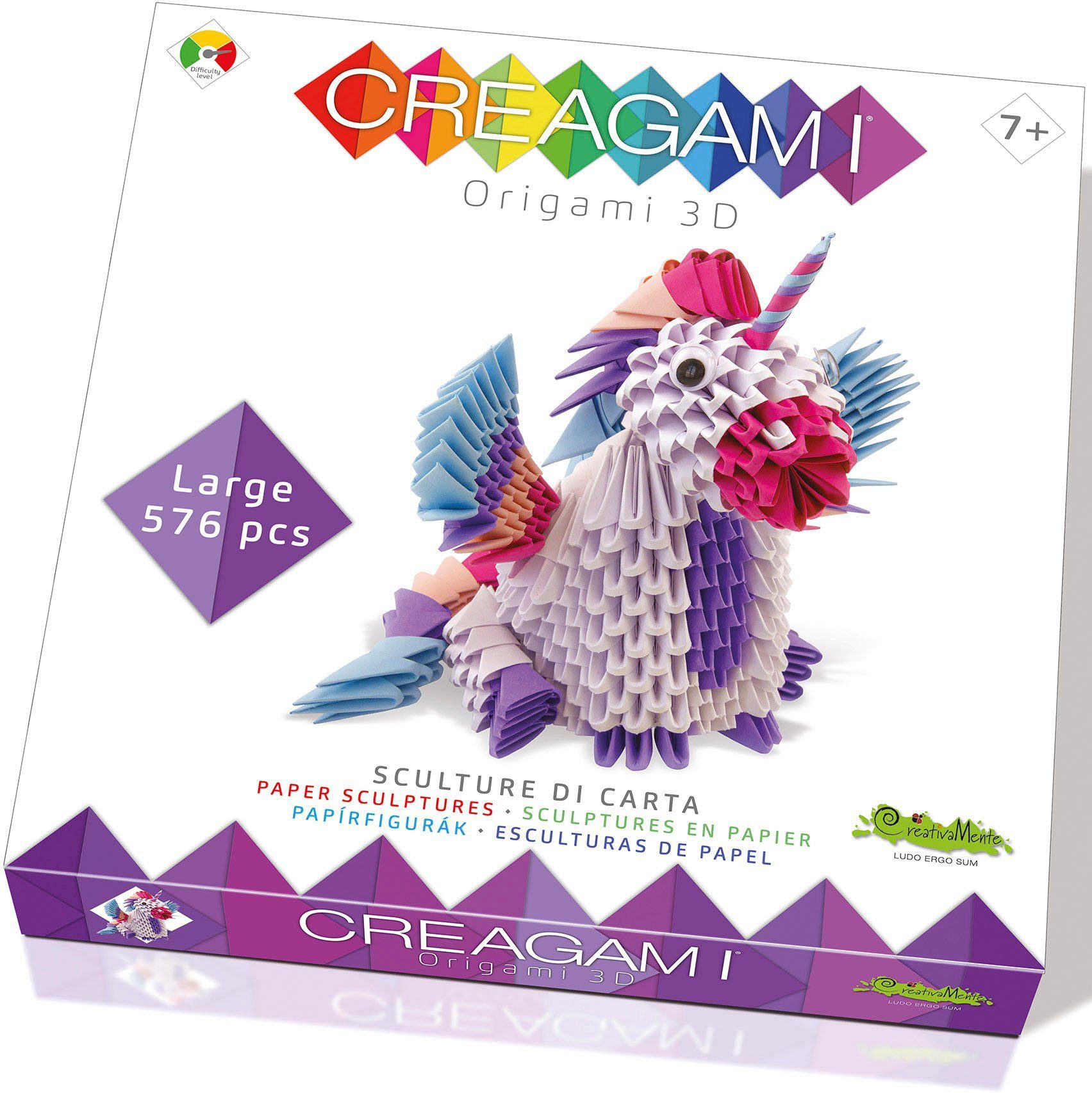 Carletto Kreativset Creagami, Origami 3D Einhorn, Made in Europe | Kreativkästen