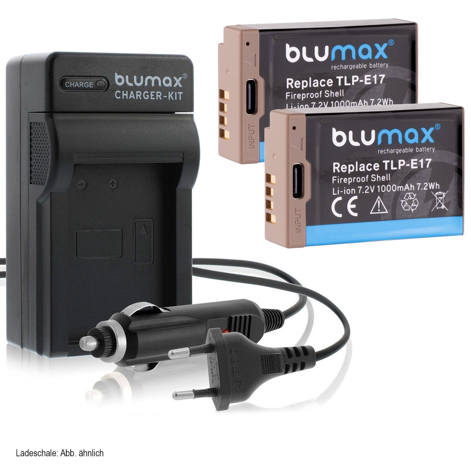Blumax Set mit Lader für Canon LP-E17 EOS M6 760D R10 R50 Typ-C 1000 mAh Kamera-Akku
