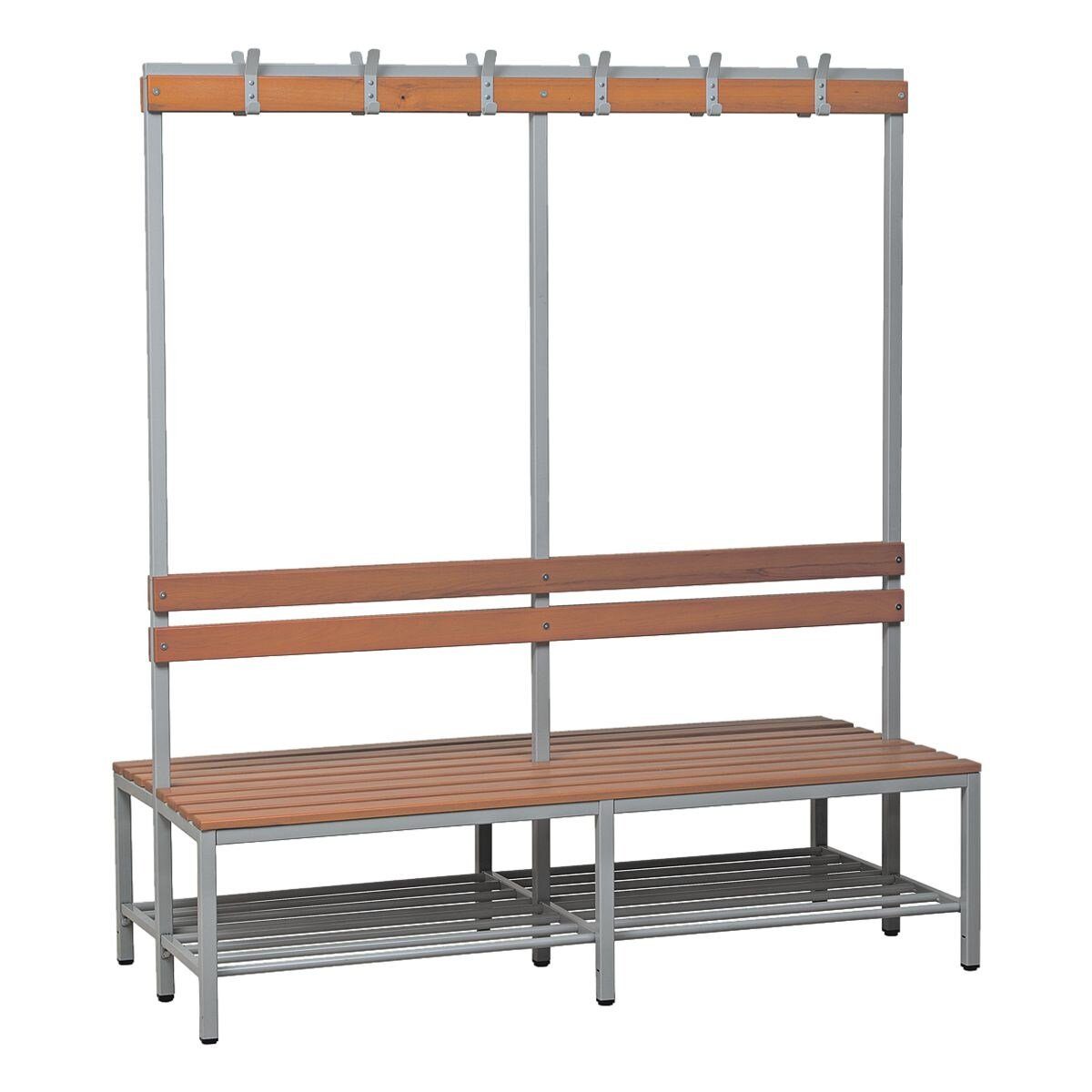 GUERKAN Sitzbank, Doppelsitzbank mit Hakenleiste-Garderobe und Schuhrost