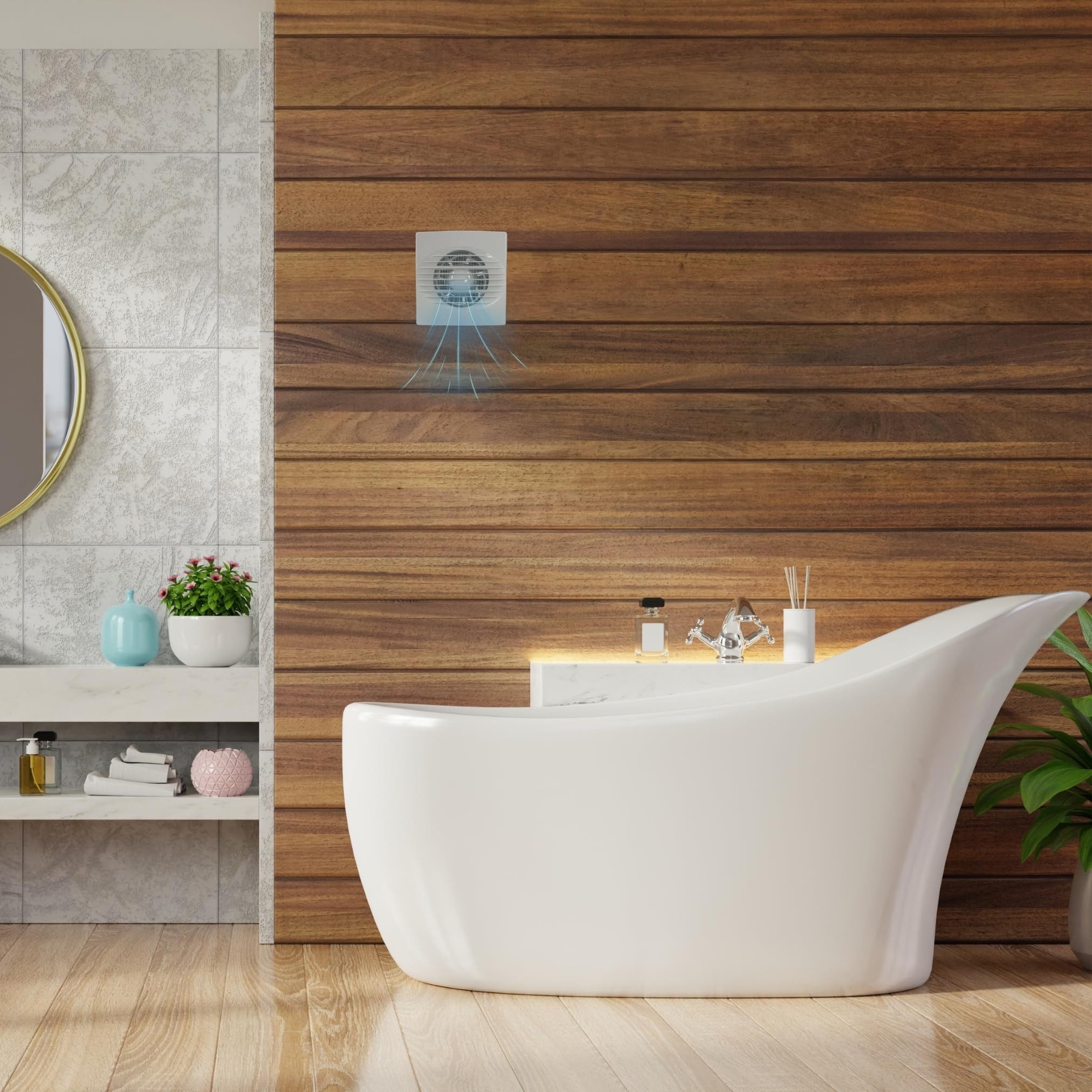 TronicXL Wandventilator 100mm Einbau Badlüfter IPX4 Ventilator Bad Küche WC Garage Wand Lüfter, 7 Rotor-Blätter, IPX4