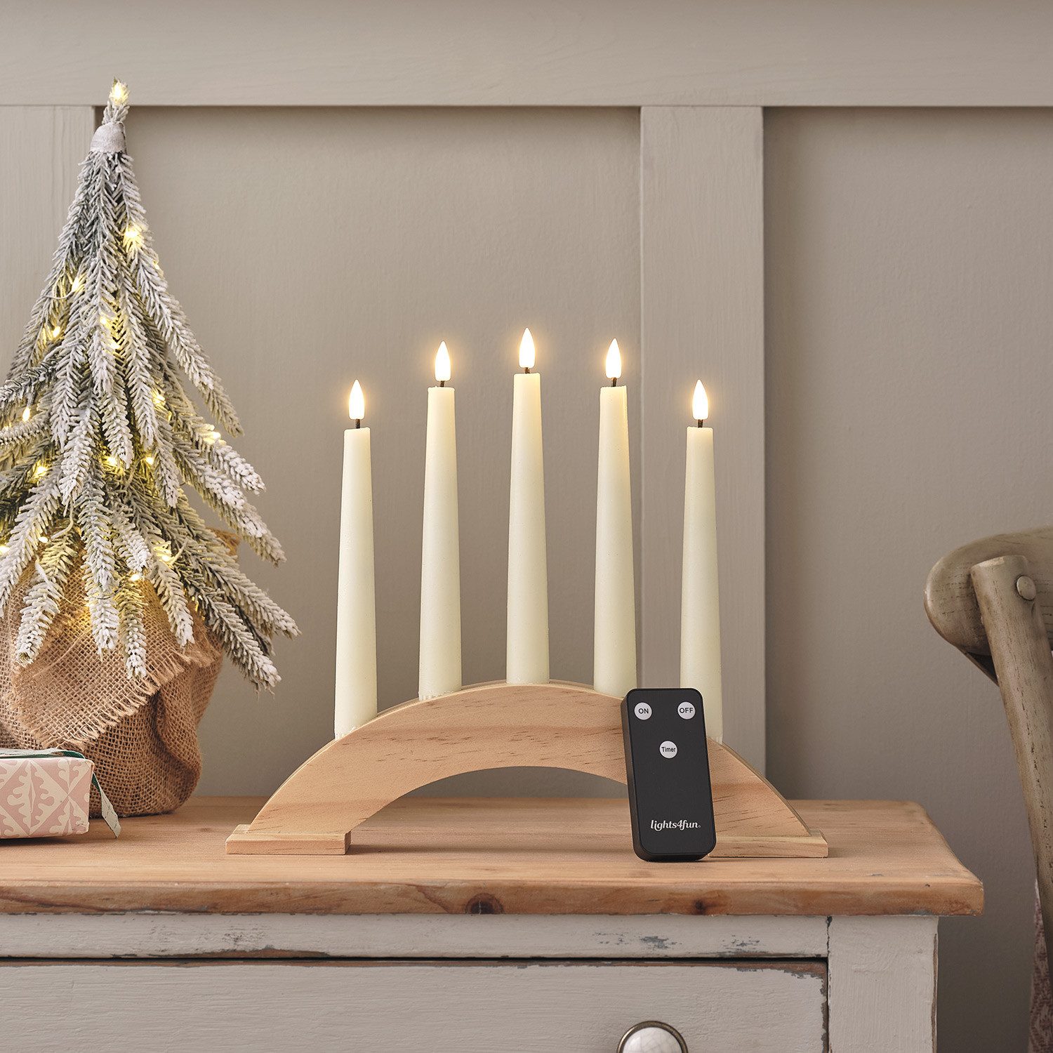 Lights4fun LED-Kerze TruGlow® LED Kerzenbrücke Echtwachs