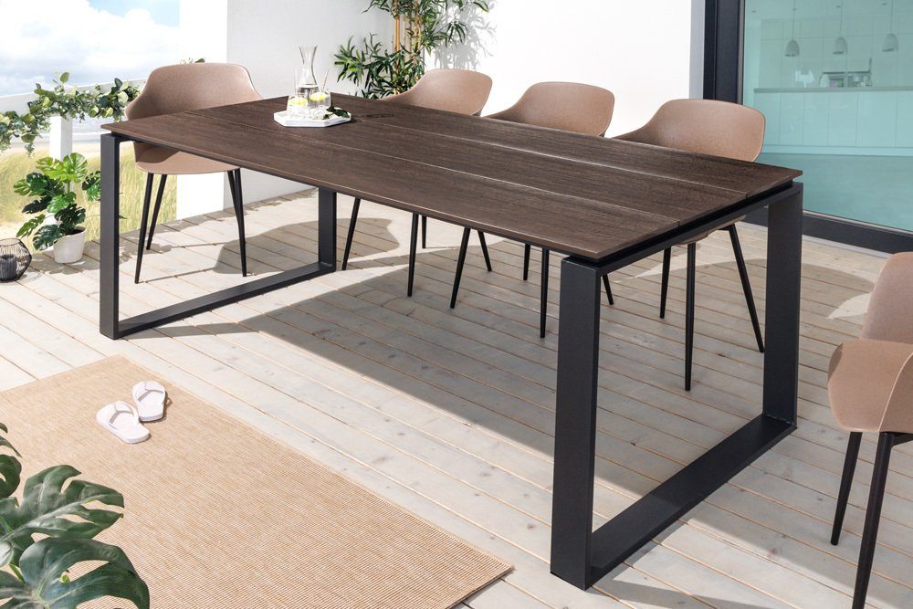 | schwarz · Metall 1-St), FLOATING Terrasse Industrial 210cm Design / · (Einzelartikel, · braun braun braun Outdoor · Garten Gartentisch riess-ambiente