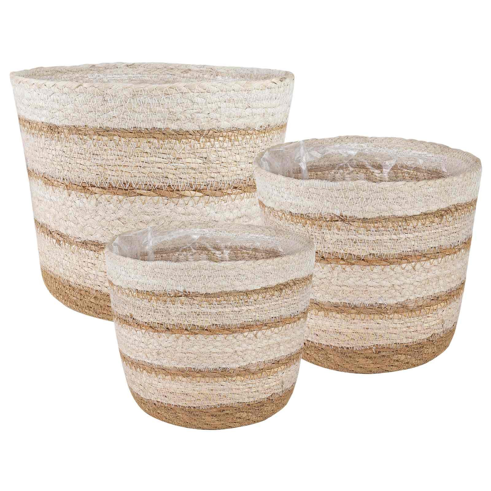vidaXL Blumentopf Seegras Pflanzenkörbe 3 pcs Natürlich, Weiß und Beige (3 St). € 24,99