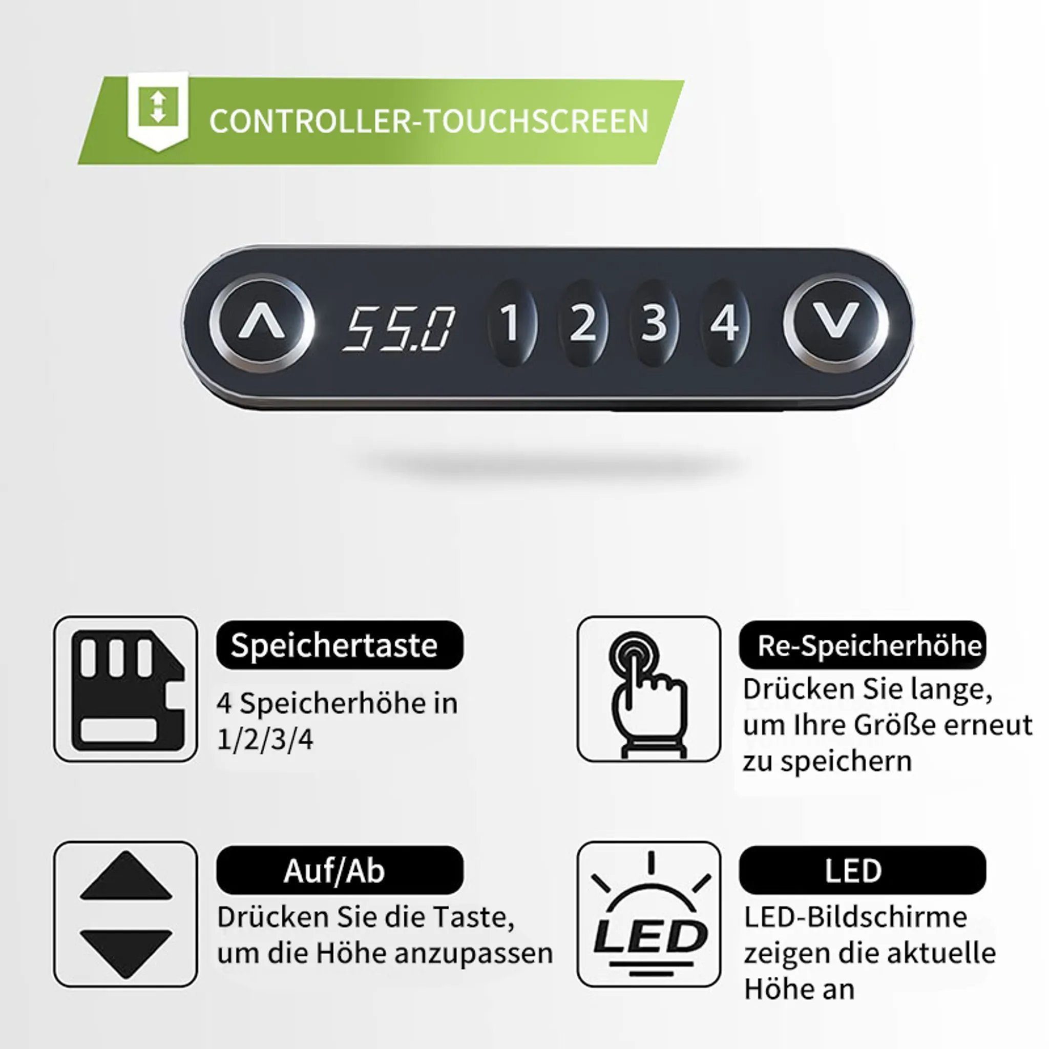IvyIvy Gamingtisch höhenverstellbarer Schreibtisch elektrisch, L-förmiger Computertisch, 150x74/102 cm (B xT)