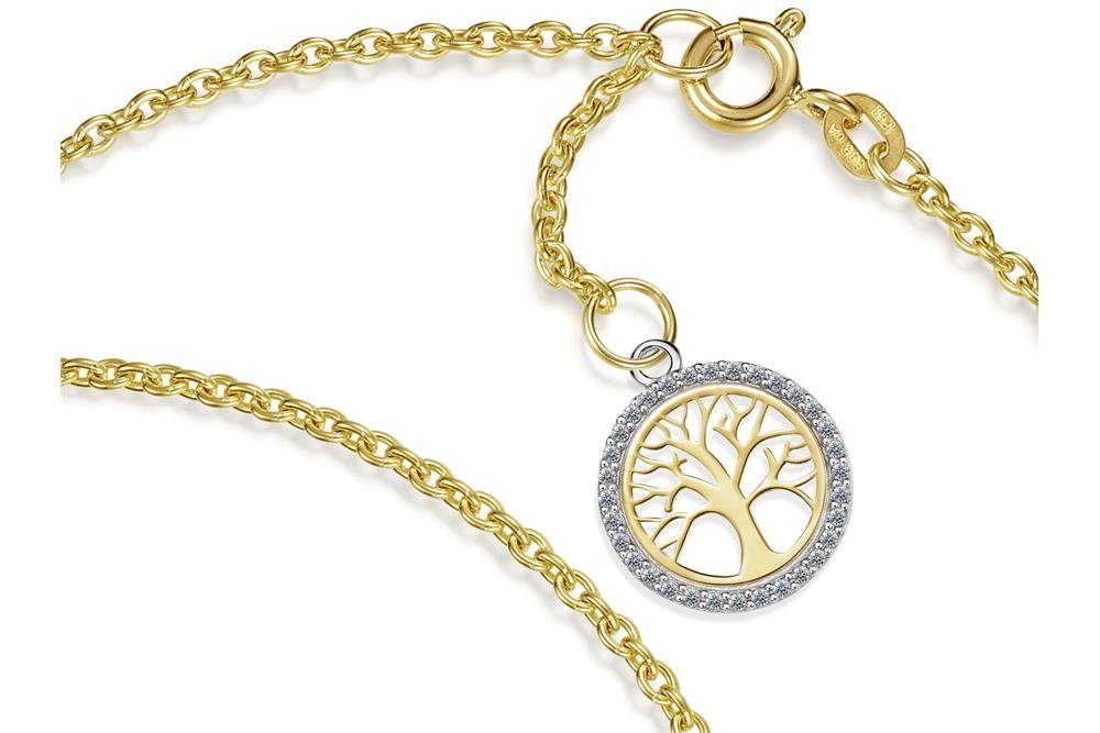 Silberkettenstore Fußkette Fußkette Erbse 1,8mm mit Lebensbaumanhänger -echt 585 Gold, Länge 23cm