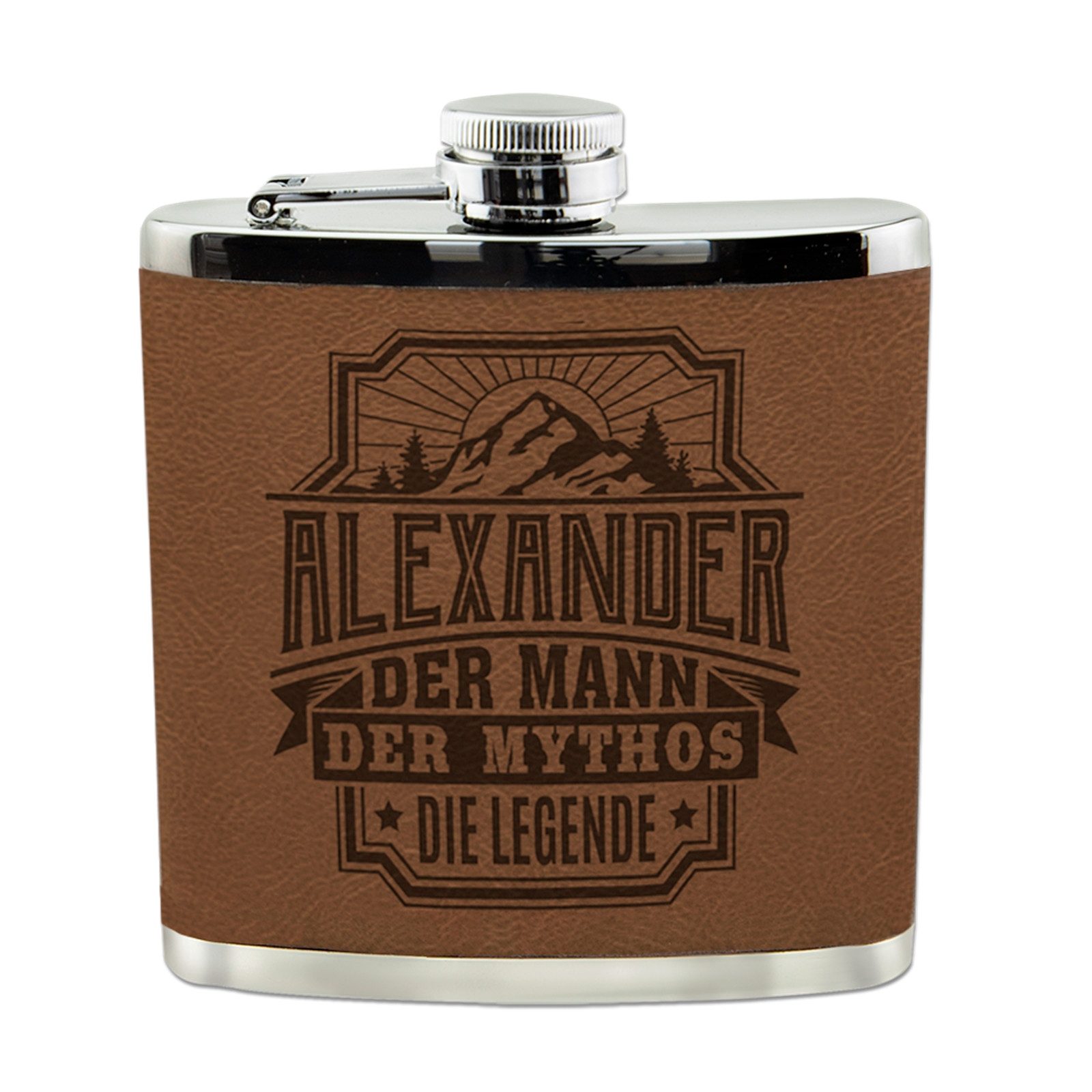 HTI-Living Flachmann Echter Kerl Flachmann Alexander, Männer Trinkflasche mit Kunstleder