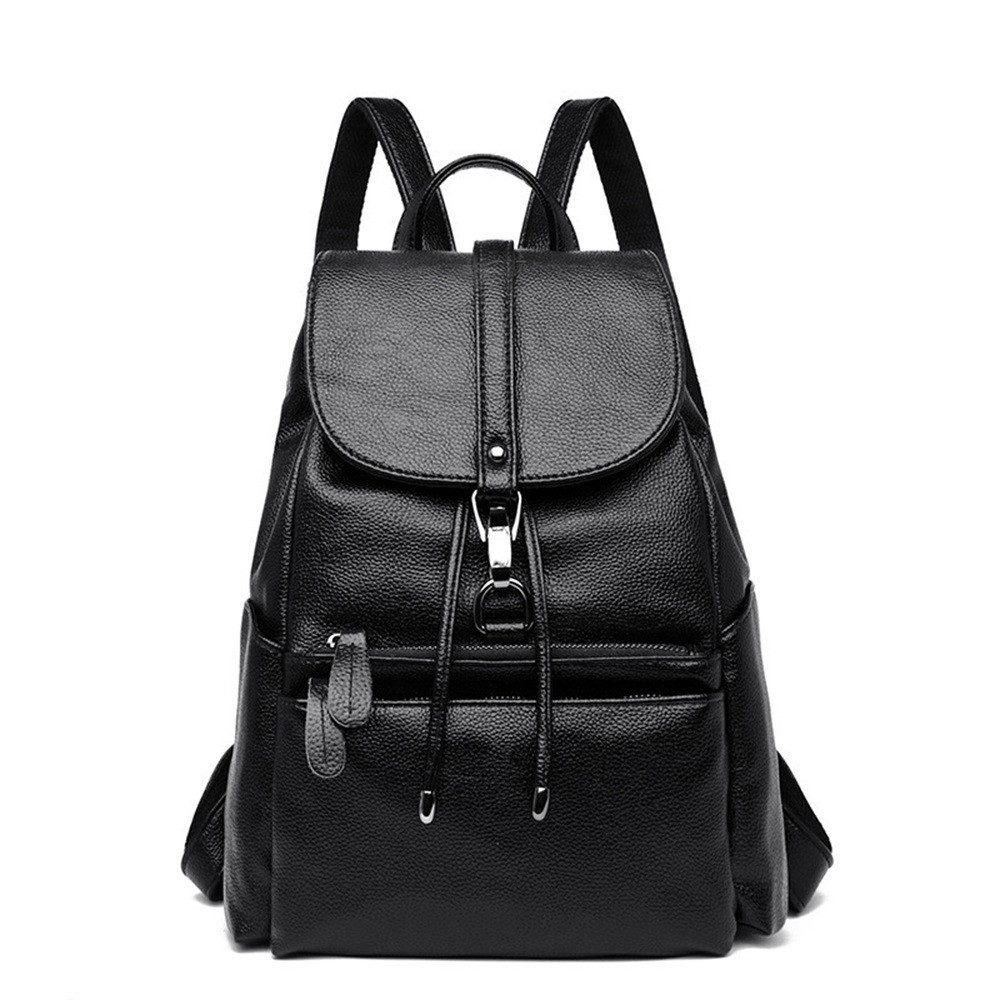 MOPUEA Rucksack Damen Rucksack aus weichem Leder, Multifunktionales Design Handtasche (Lässig Tasche mit Kordelzug Diebstahlschutz Lederrucksack Klassisch, 1-tlg., Mode Bag für Arbeit Schule Reise), Elegant Backpack Leichte Wasserdicht Große Multipockets