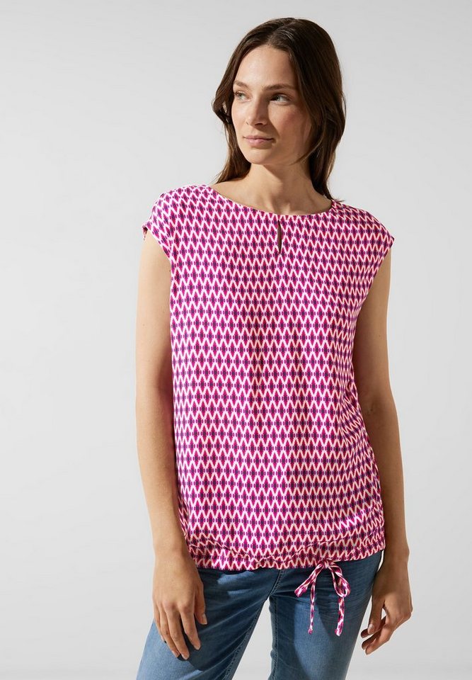 STREET ONE T-Shirt aus softer Viskose, Rhombus Print