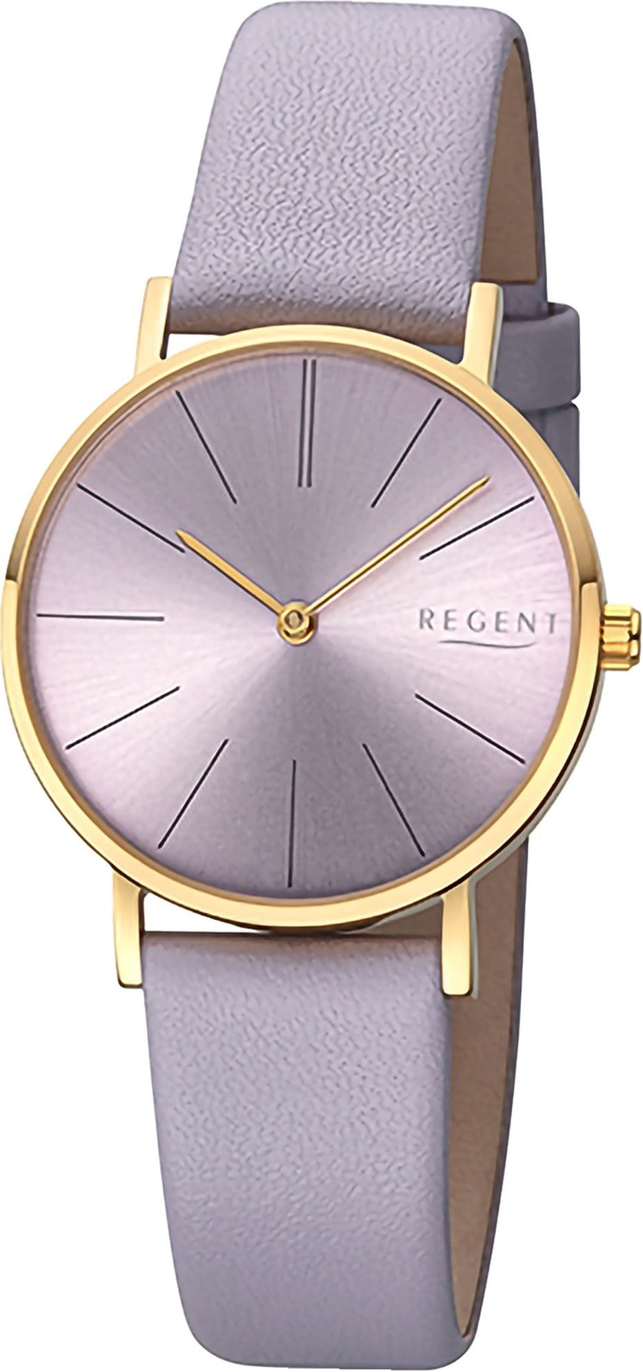 Regent Quarzuhr Regent Damenuhr Edelstahl-Armbanduhr, (Analoguhr), Damenuhr rund, mittel (ca. 32mm) Lederarmband, Casual-Style