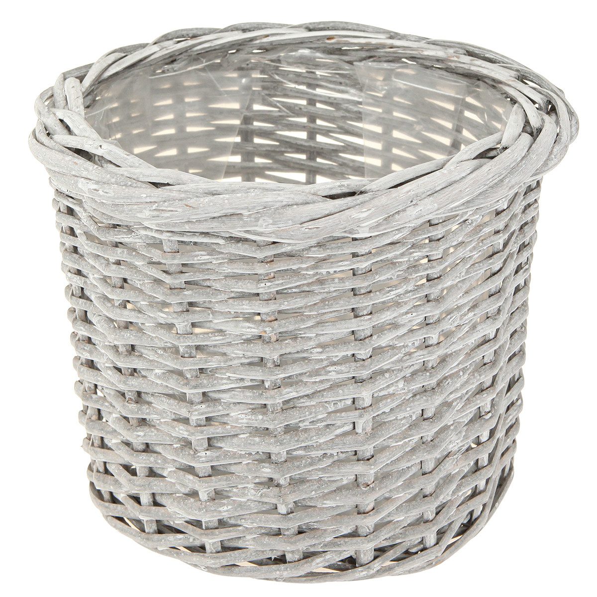 Florists Products Dekokorb Weißgraues Pflanzkorb-Set mit Folie Ø43-28cm 3er Shabby Chic