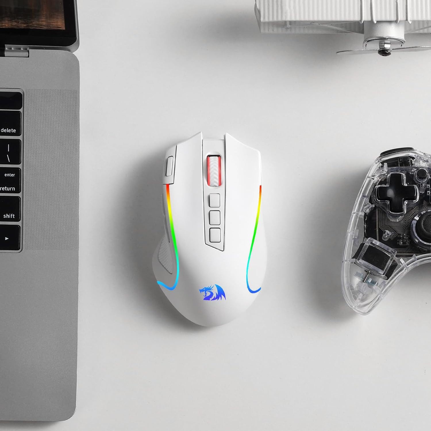 Redragon M612 Maus, RGB, 2,4 GHz/Bluetooth/Kabelgebunden, 8000 DPI Gaming-Maus (Bluetooth, Funk, kabelgebunden, 9 Programmierbare Tasten, Schnellfeuer, 3-Modus-Verbindung)
