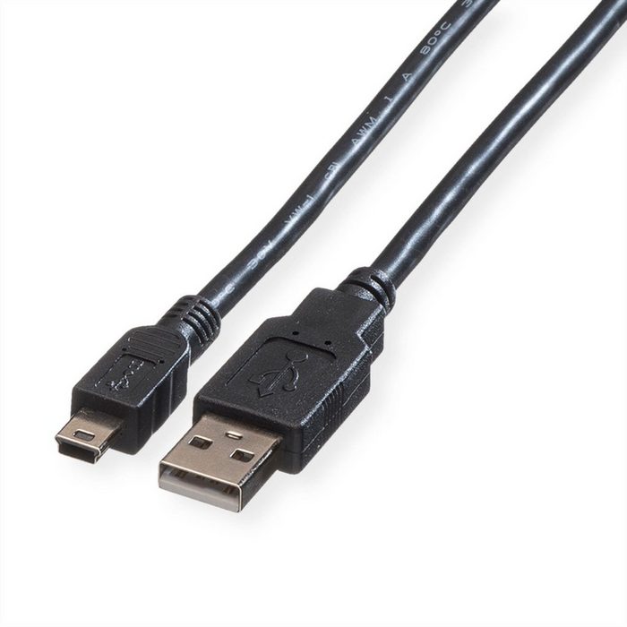 ROLINE USB 2.0 Kabel USB-Kabel USB 2.0 Typ A Männlich (Stecker) USB 2.0 Typ 5-pin Mini Männlich (Stecker) (80.0 cm) Typ A - 5-Pin Mini