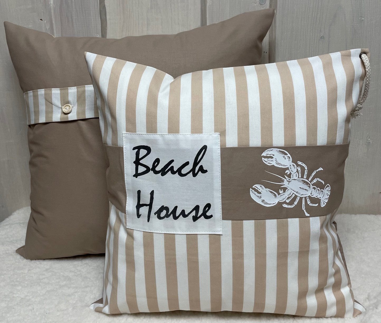 Ammerkind Dekokissen Maritime Kissenhülle, Beach House beige/weiß gestreift, Kissenhülle ohne Füllung