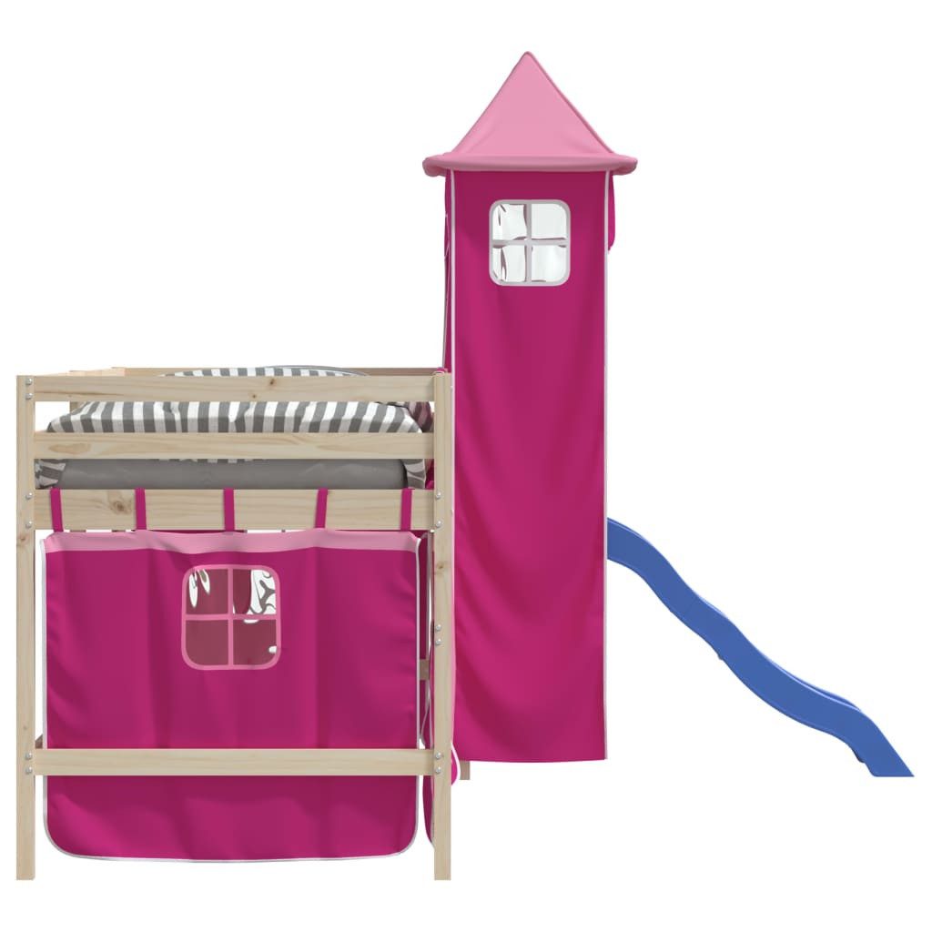 vidaXL Bett Vorhänge für Hochbett mit Turm Rosa Polyester – Bild 5 von 5