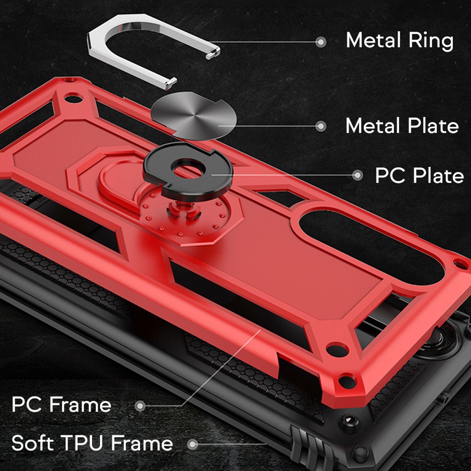 Nalia Smartphone-Hülle Huawei P30 15,5 cm (6,1 Zoll), Outdoor Military Style Hülle mit Ring / Extrem Schützend / Panzer Case