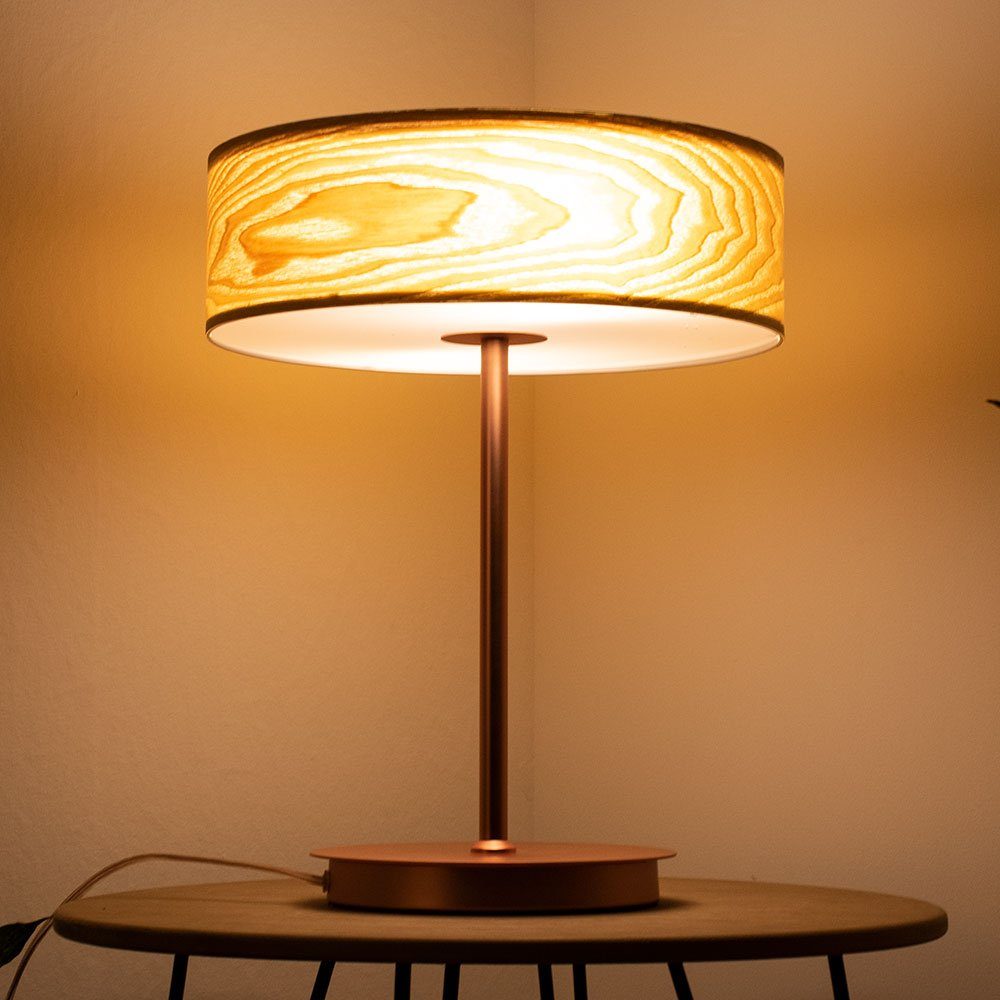 etc-shop LED Tischleuchte, Holz inklusive, Nachttischlampe Fernbedienung Tischleuchte Farbwechsel, Warmweiß, dimmbar Leuchtmittel Schlafzimmer