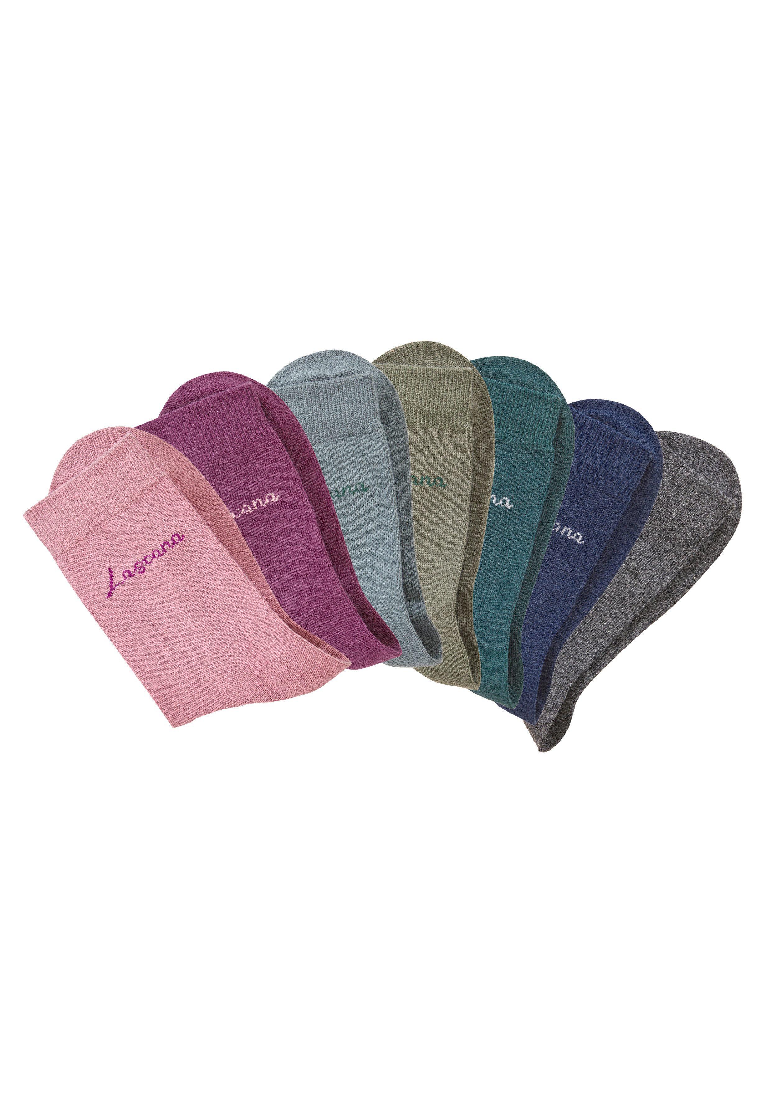 LASCANA Basicsocken für Damen mit eingestricktem Markenlogo (Box, 7-Paar) in ansprechender Geschenkbox – Bild 4 von 5