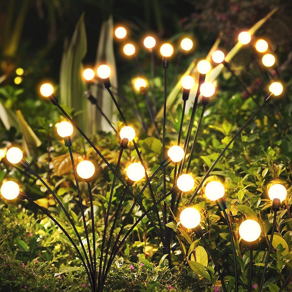 Firefly Stück GelldG Glühwürmchen Beleuchtung warmes Solar-Wegbeleuchtung, 2 Solarleuchte LED