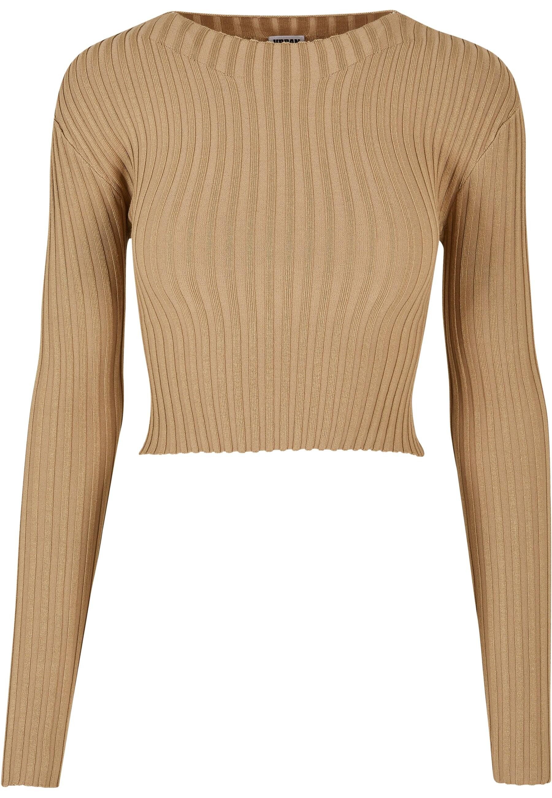 Rundhalspullover Urban Classics Damen Ladies Short Rib Knit Twisted Back Sweater