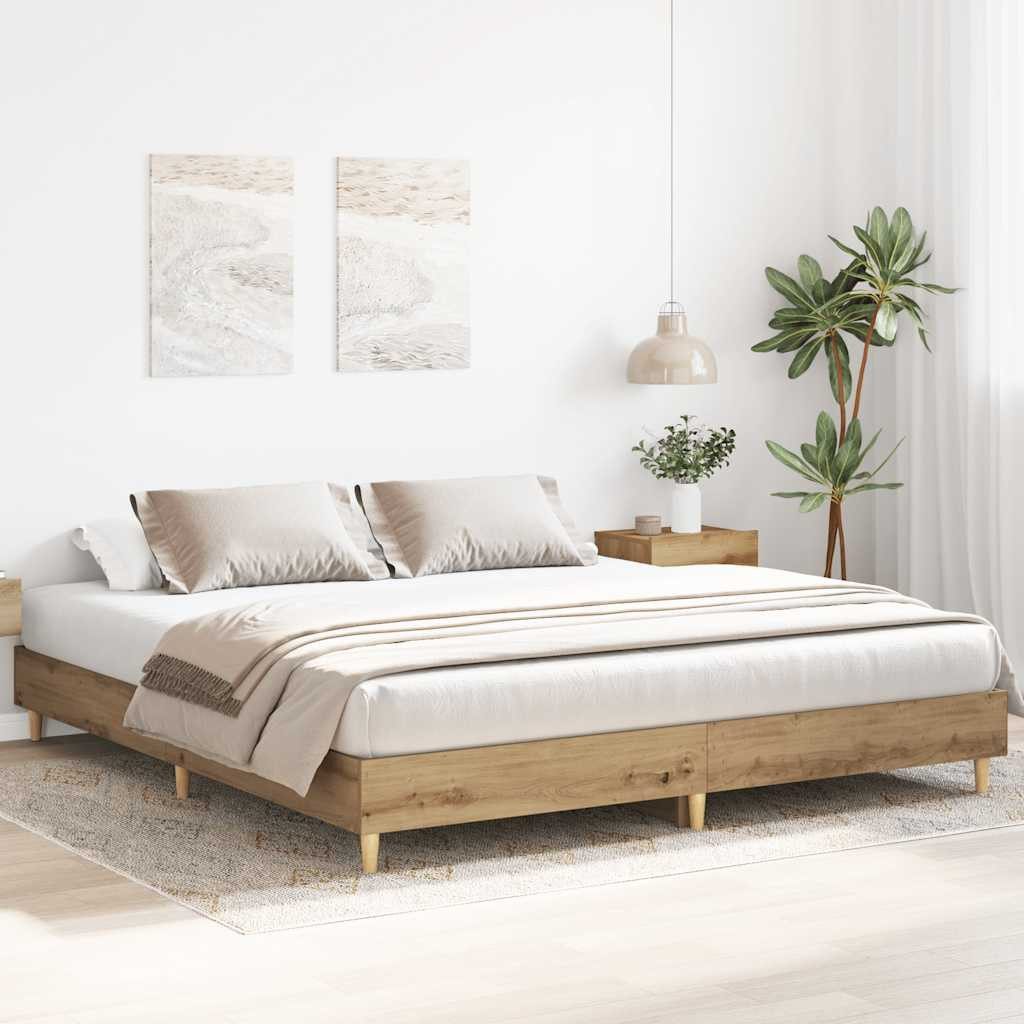 vidaXL Bett Bettgestell ohne Matratze Artisan-Eiche 200x200cm Holzwerkstoff günstig online kaufen