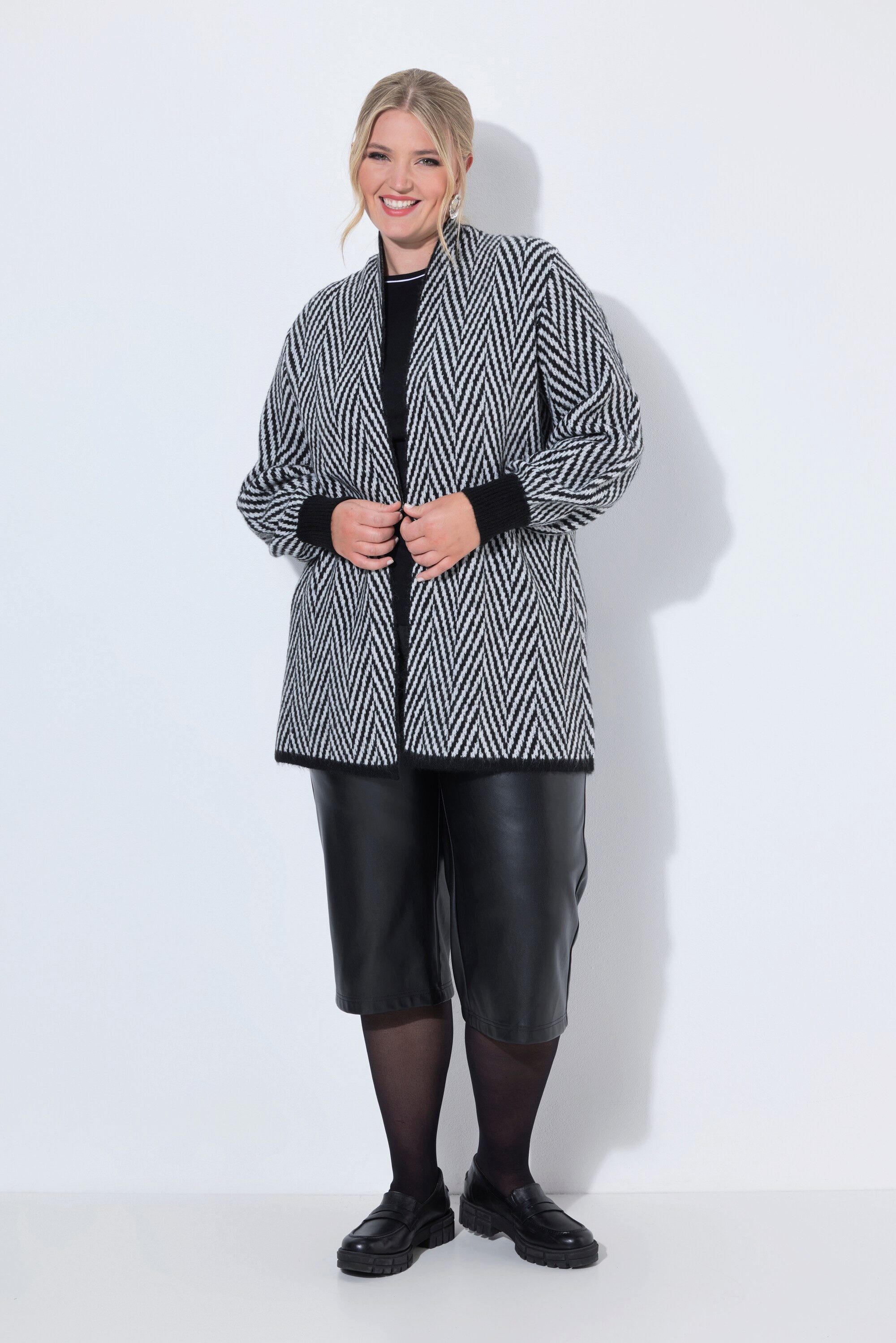 MIAMODA Strickjacke Long-Strickjacke Straight Fit offene Jacke
