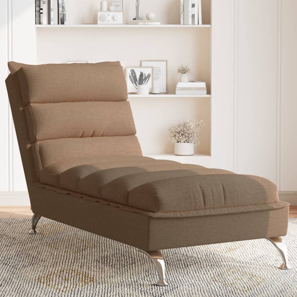 vidaXL Chaiselongue Chaiselongue mit Kissen Braun Stoff, 1 Teile