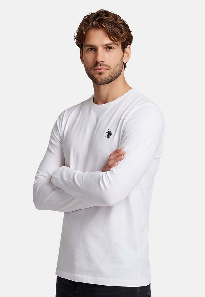 U.S. Polo Assn. Longsleeve USAaron – Herren Langarmshirt mit Logo-Stickerei mit Rundhalsausschnitt und klassischer Passform