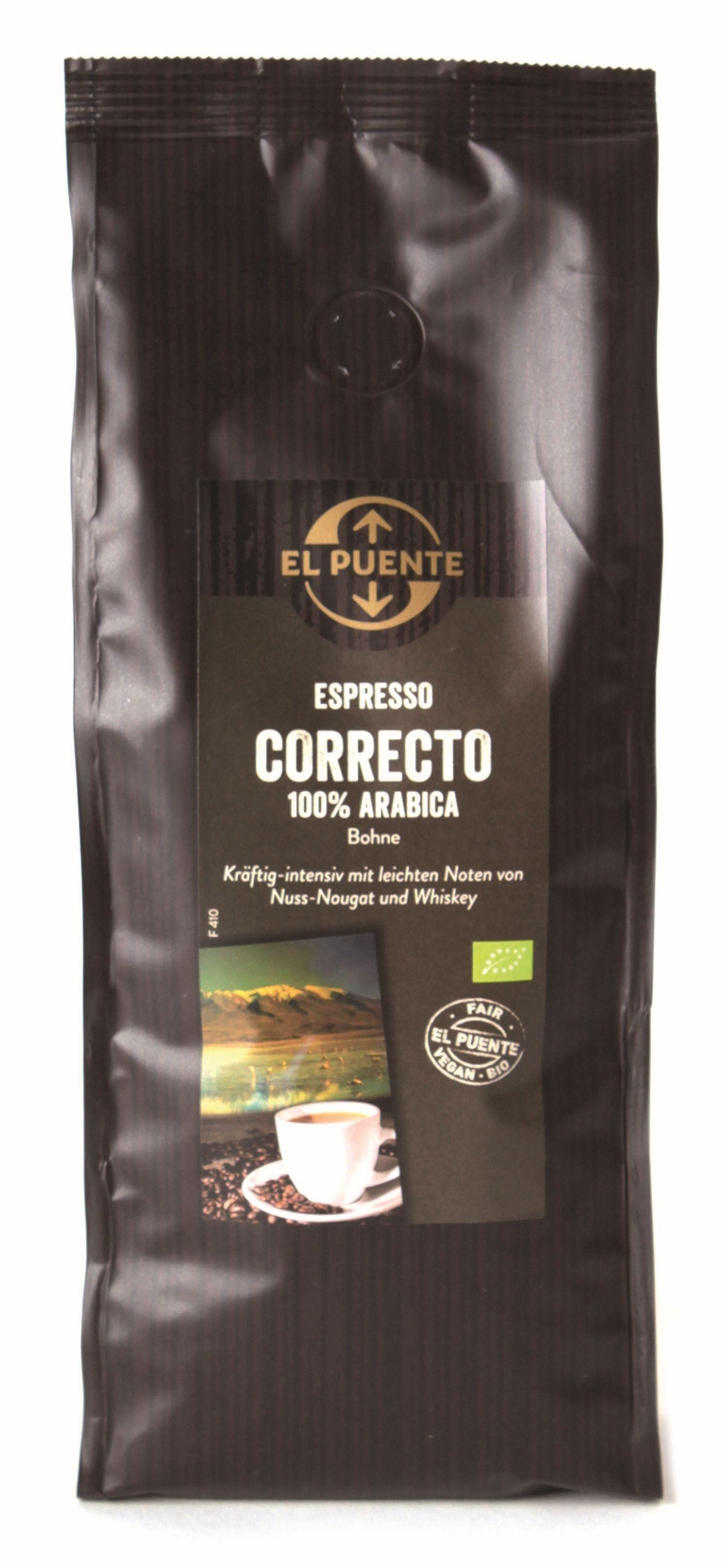 El Puente Kaffee Correcto - Bio-Espressobohnen 500 g, Fair Trade, Vegan, Bio, Fair Trade