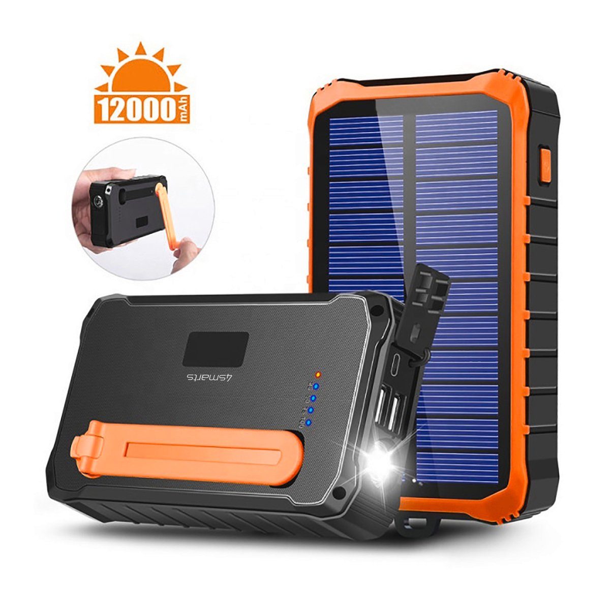 4smarts Solar Powerbank Prepper 12000mAh Solar Powerbank