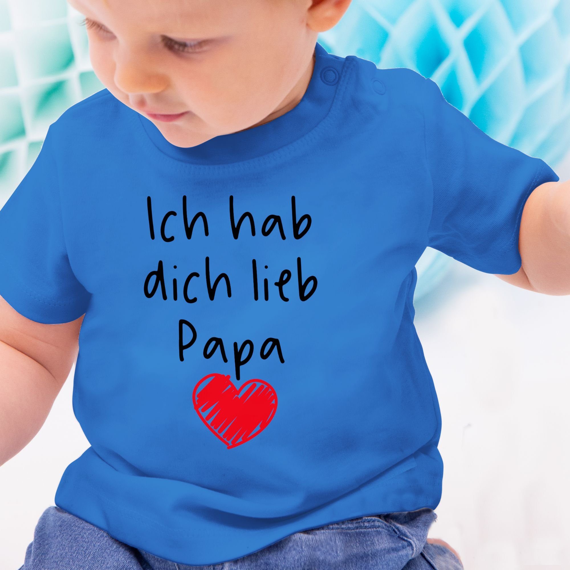 Shirtracer T-Shirt Ich hab Baby lieb Herz Geschenk Vatertag Royalblau Papa dich 3 schwarz