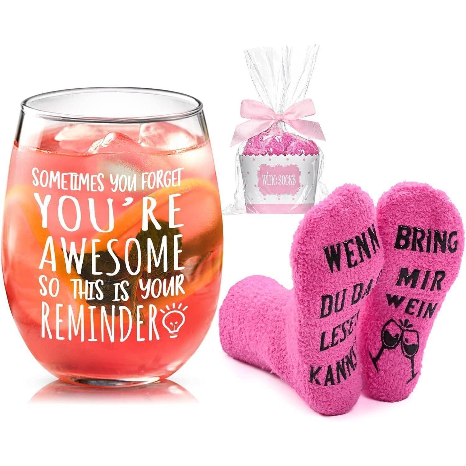 LuxusKollektion Weinglas Weinglas mit Lustigen Socken Set, Geschenk Freund Geburtstag Femmer