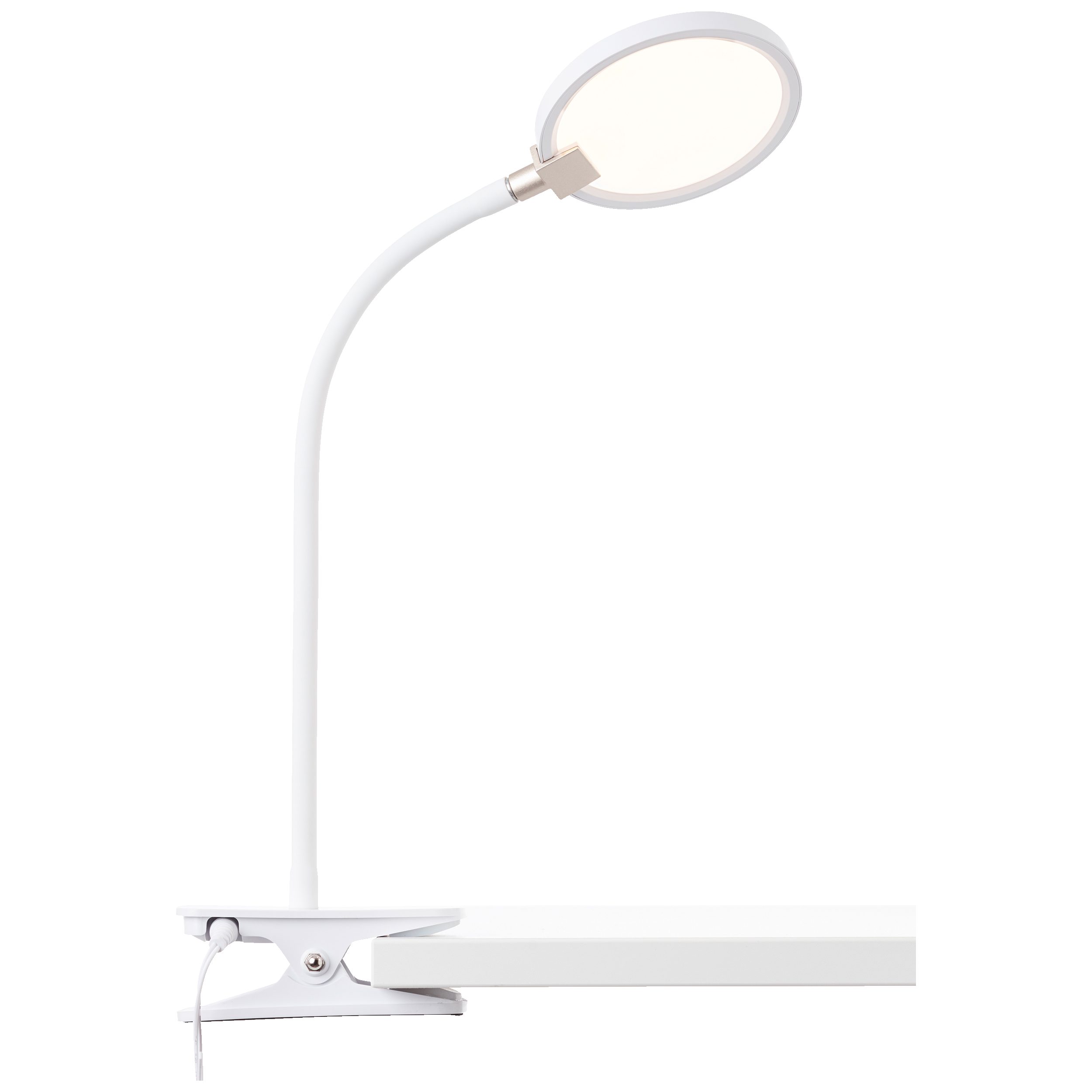 Lightbox Tischleuchte, LED fest integriert, Warmweiß, weiße LED Klemmleuchte mit Flexarm, 35 cm Höhe, 640 lm, 3000 K