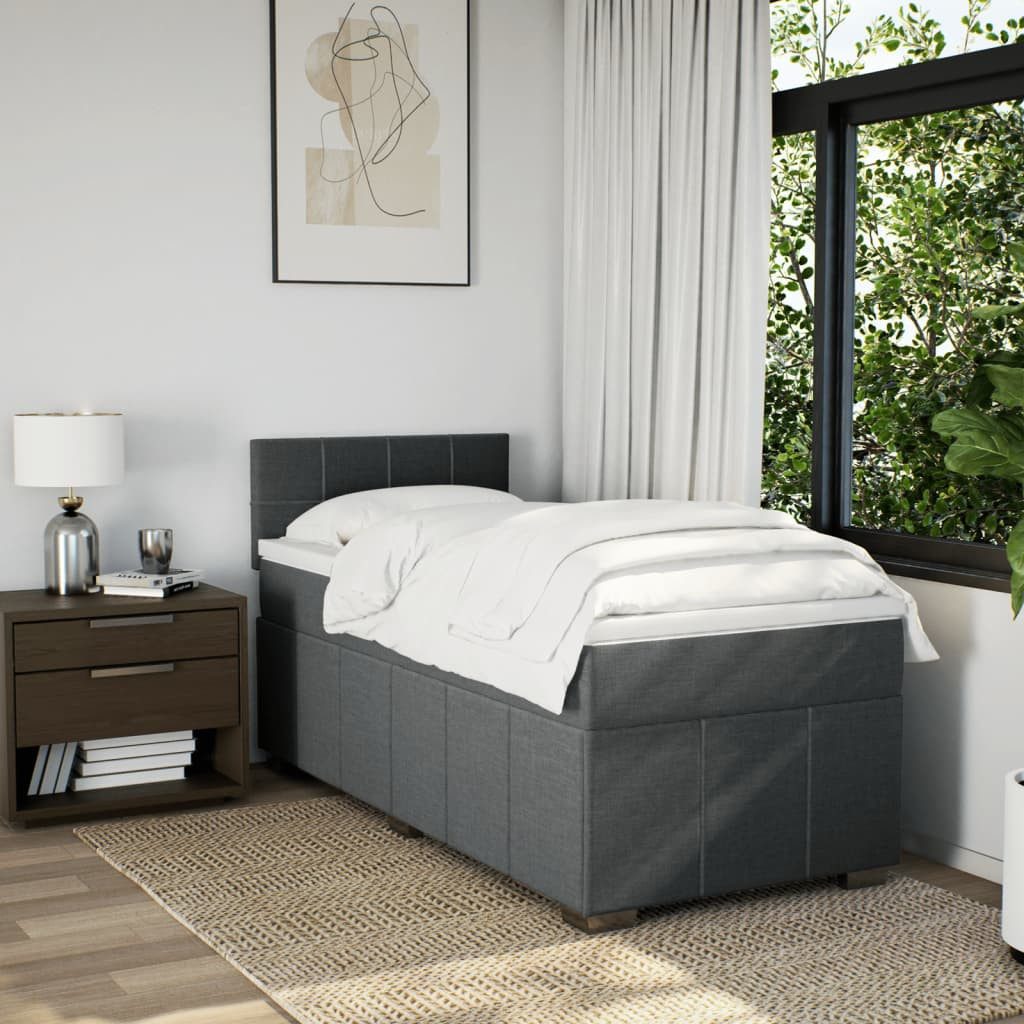 vidaXL Bett Boxspringbett mit Matratze Dunkelgrau günstig online kaufen