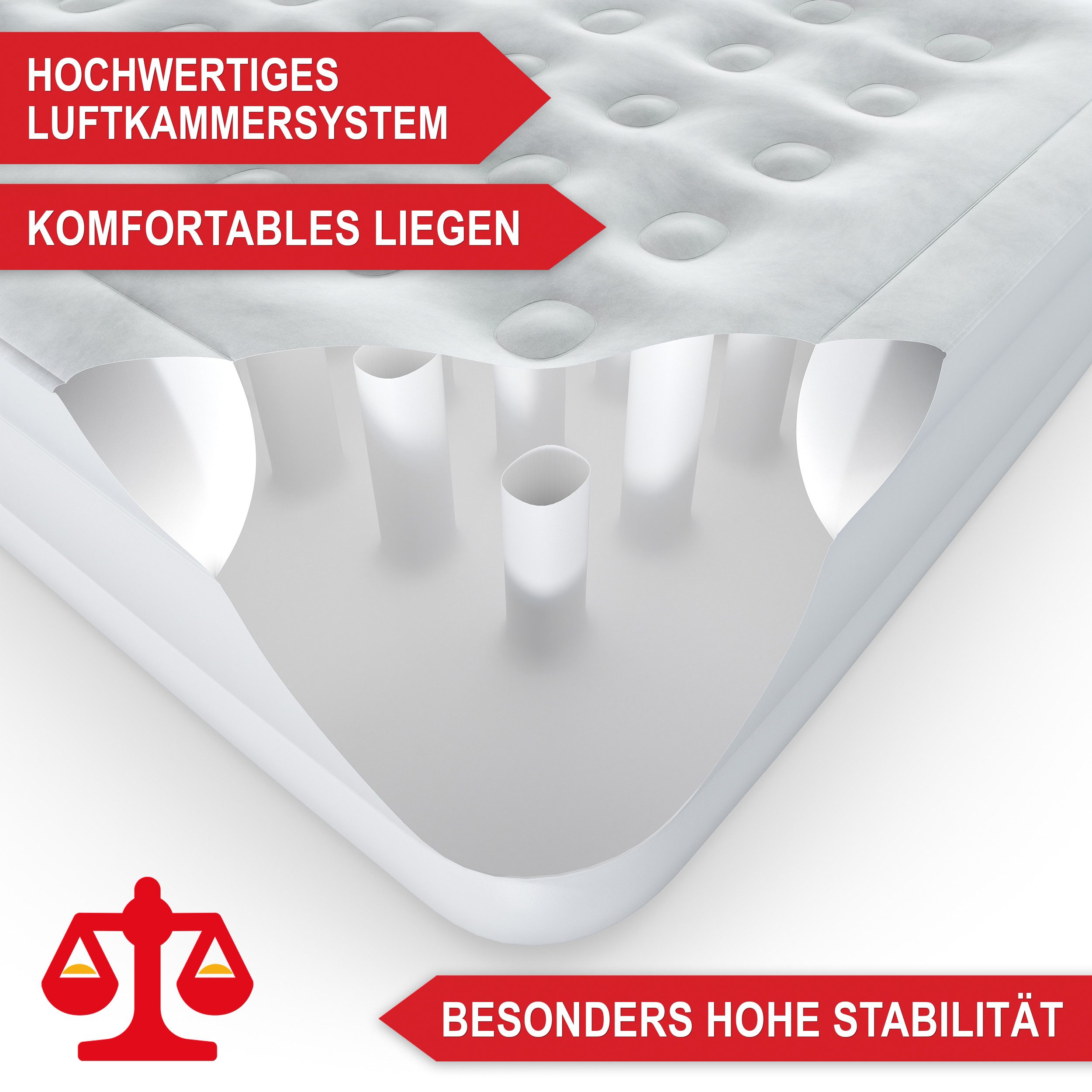 Onbest Luftbett mit elektrischer Luftpumpe und Kissen, 250 kg, 2 Personen, wasserabweisend, selbstaufblasend, 0,6 mm