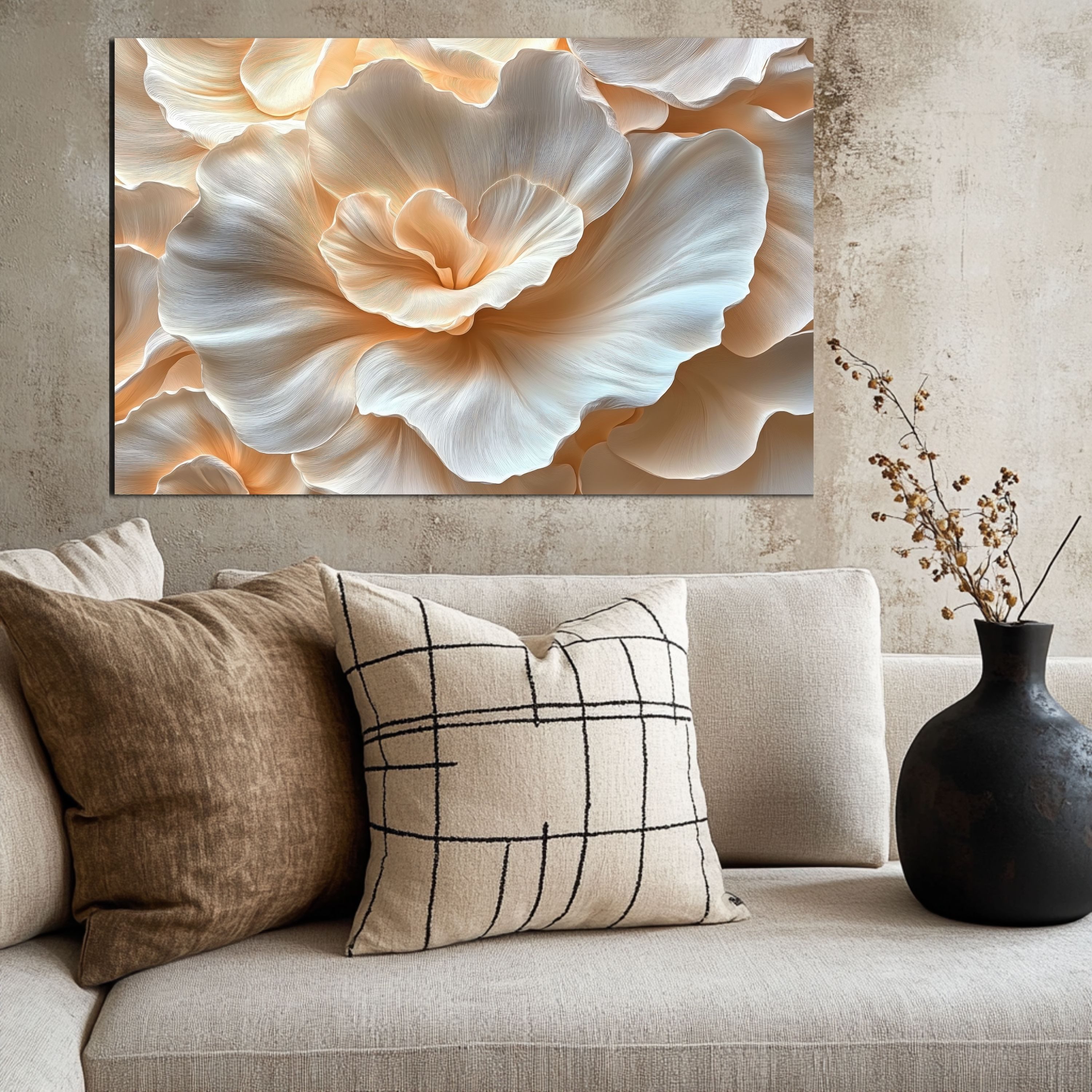 DARO Design Leinwandbild Modern Abstrakt Wandbilder XXL Wandbild Wand Deko Leinwand Bilder, (Blume mit Blüten - Bild groß Wohnzimmer Schlafzimmer Küche Esszimmer Einteilig Querformat Fotodruck Leinwände Wanddeko Abstrakte Kunst Boho), 30x20 cm
