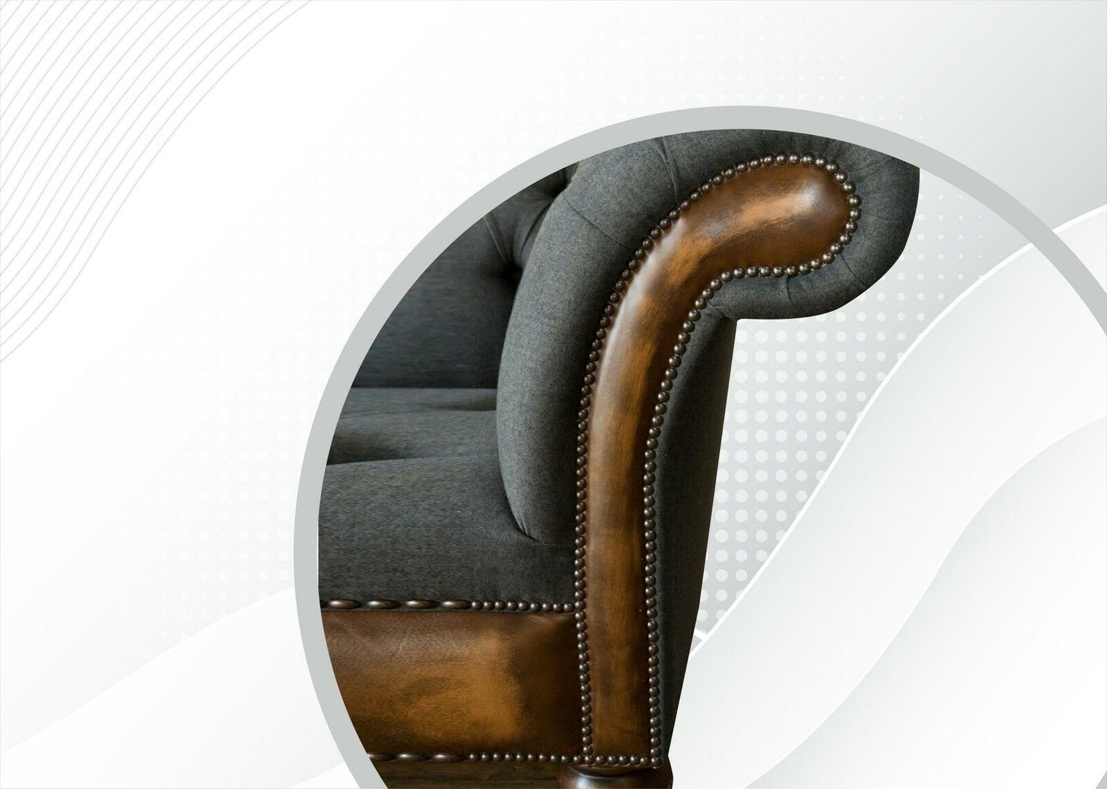 JVmoebel Chesterfield-Sofa, Dreisitzer Dunkelgrau Kreative Couchen Polster Chesterfield Neu Sofas Design