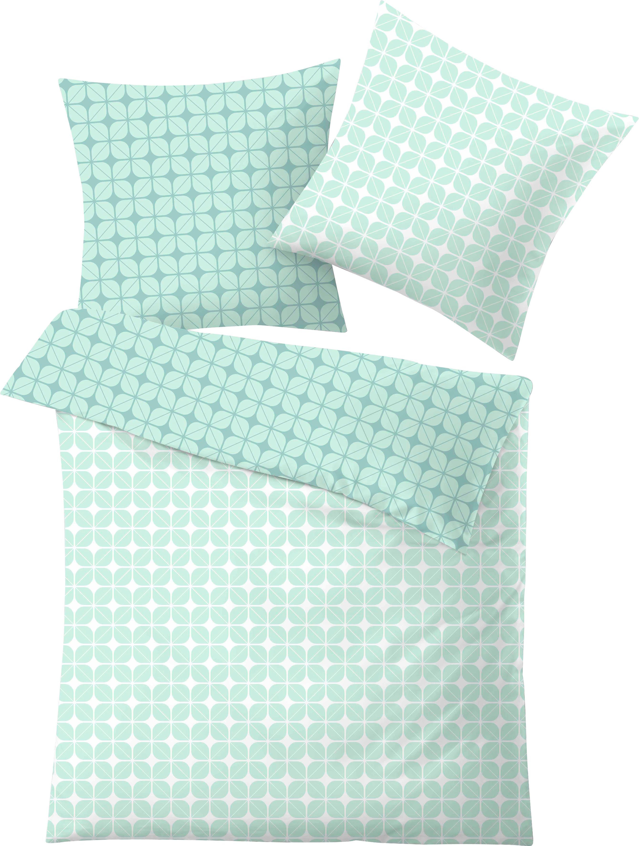 Kleine Wolke Bettwäsche Sina, Mako-Satin, 2 teilig, mit modernem Blattmuster